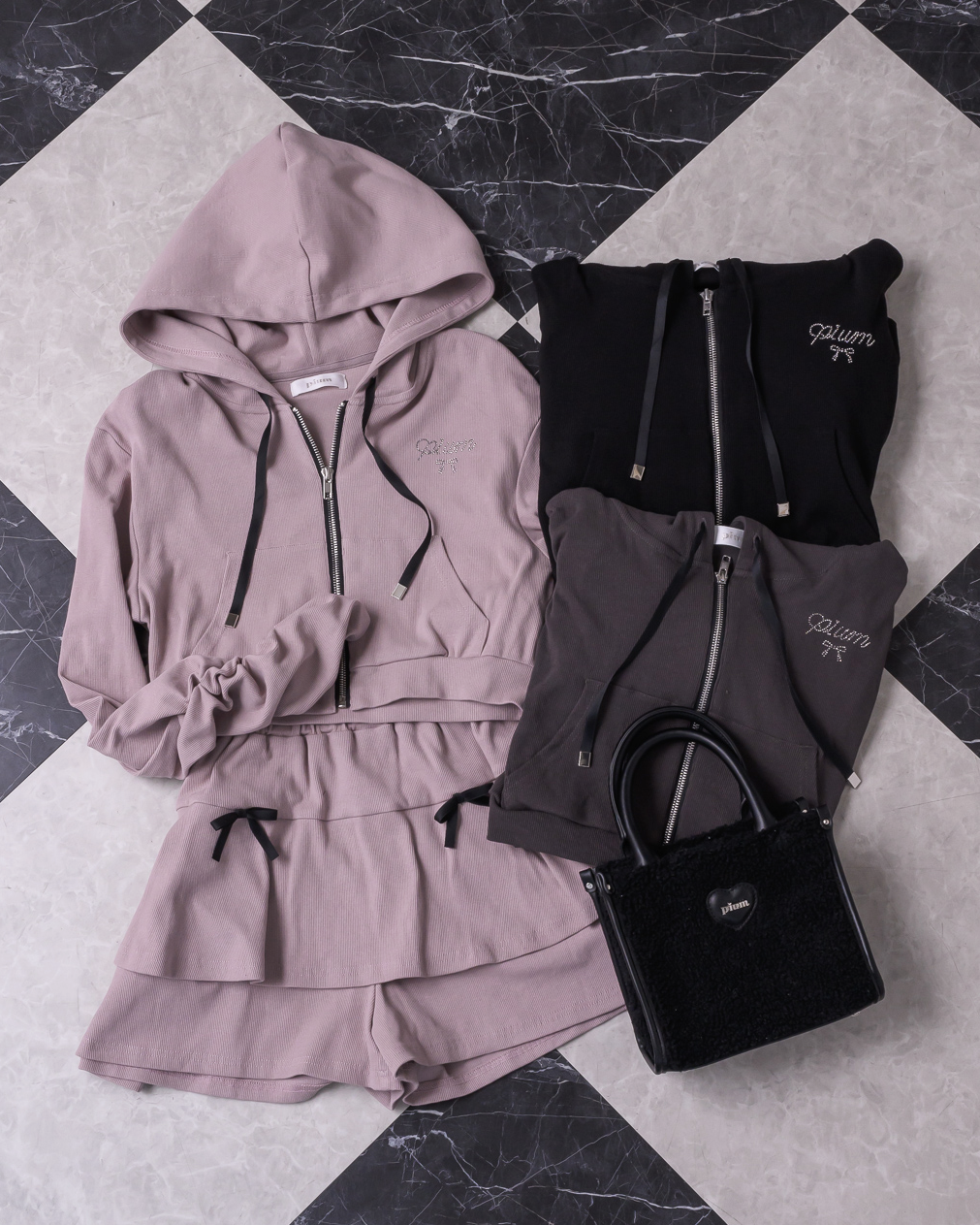 ギャザースリーブリブパーカーセット