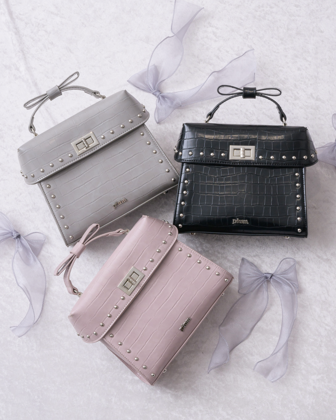 pium リボンハンドルクロコバッグ リボンハンドルクロコバッグ – pium