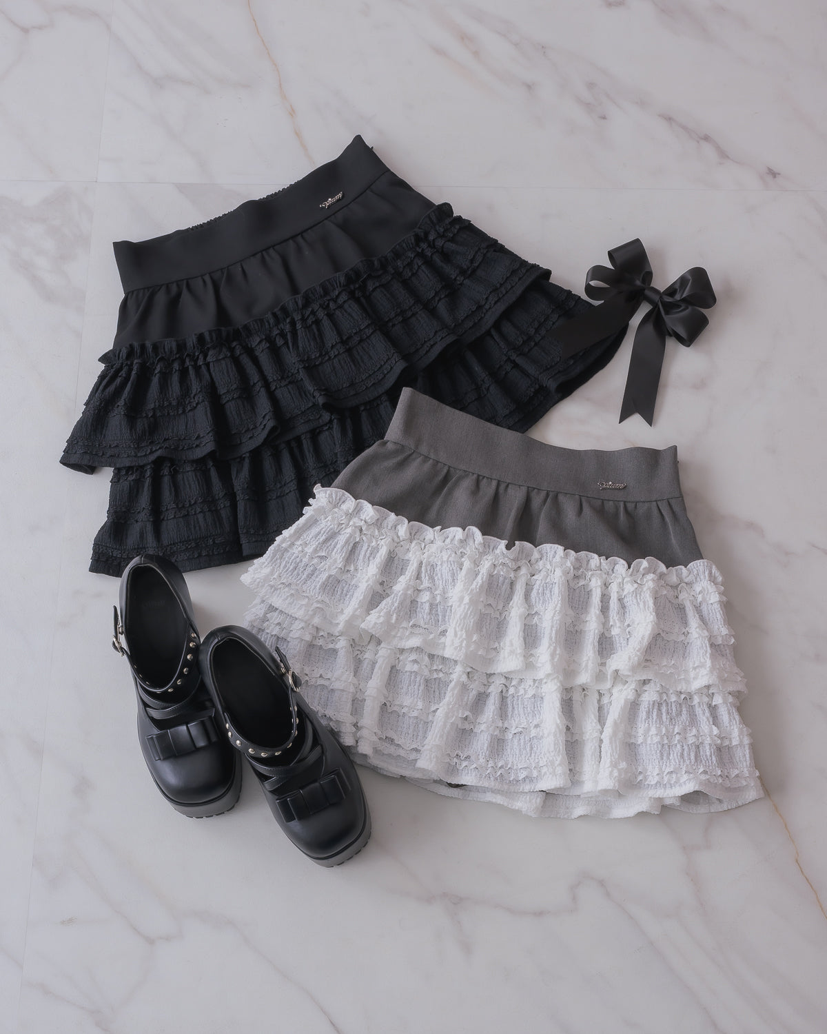 レースミックスティアードスカート