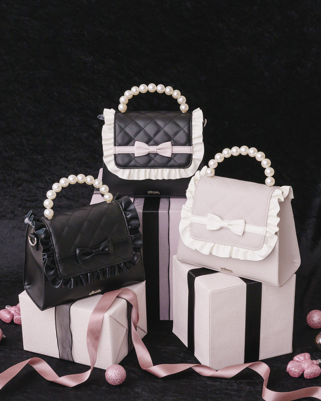 フロントリボンキルティングフラップバッグ