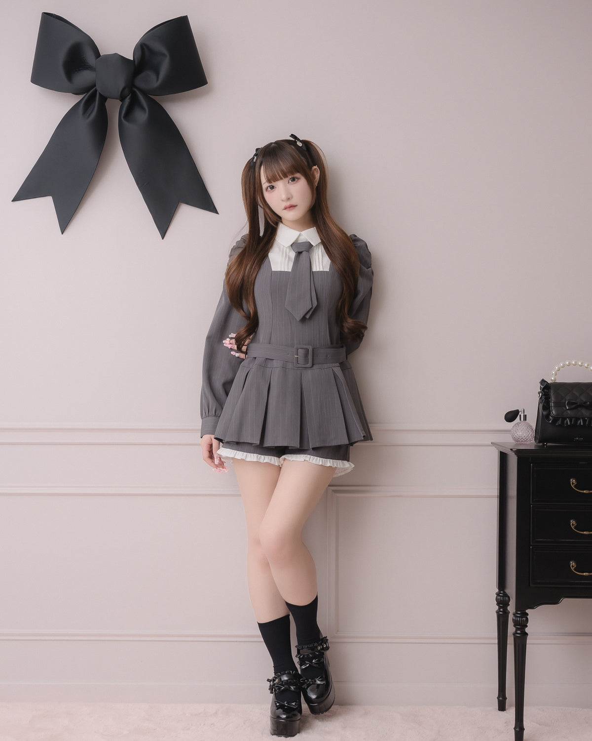 モデル身長:162cm/着用カラー:グレーストライプ