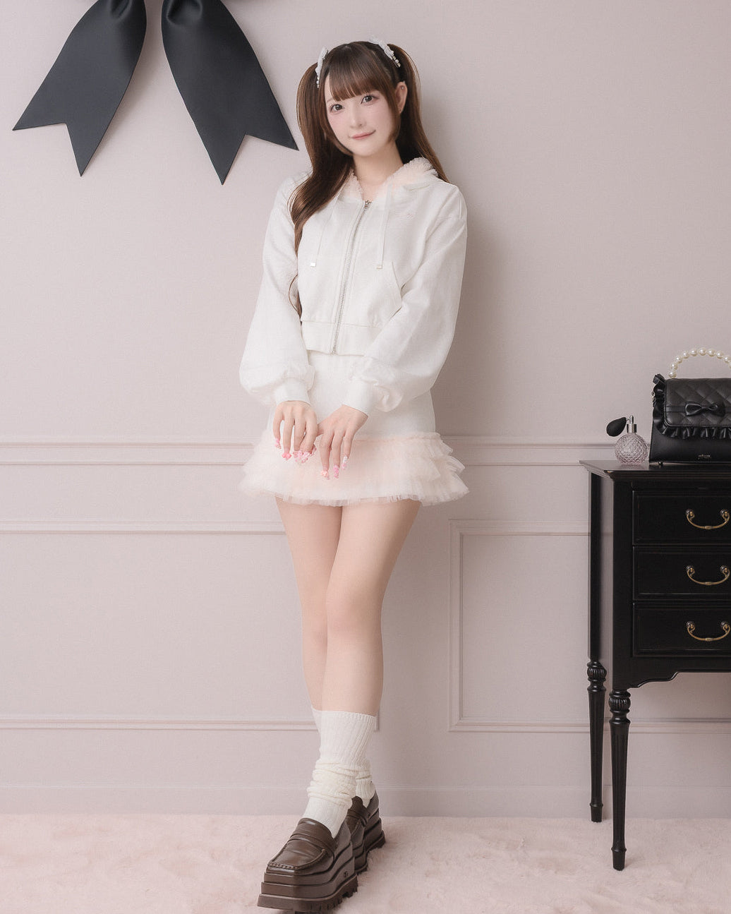 モデル身長:162cm/着用カラー:ホワイト