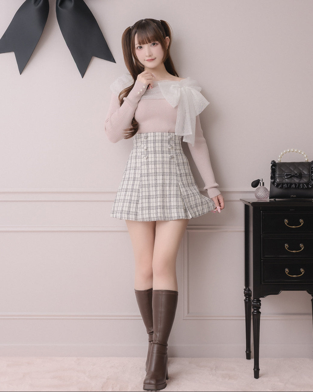 モデル身長:162cm/着用カラー:ピンク×ホワイト