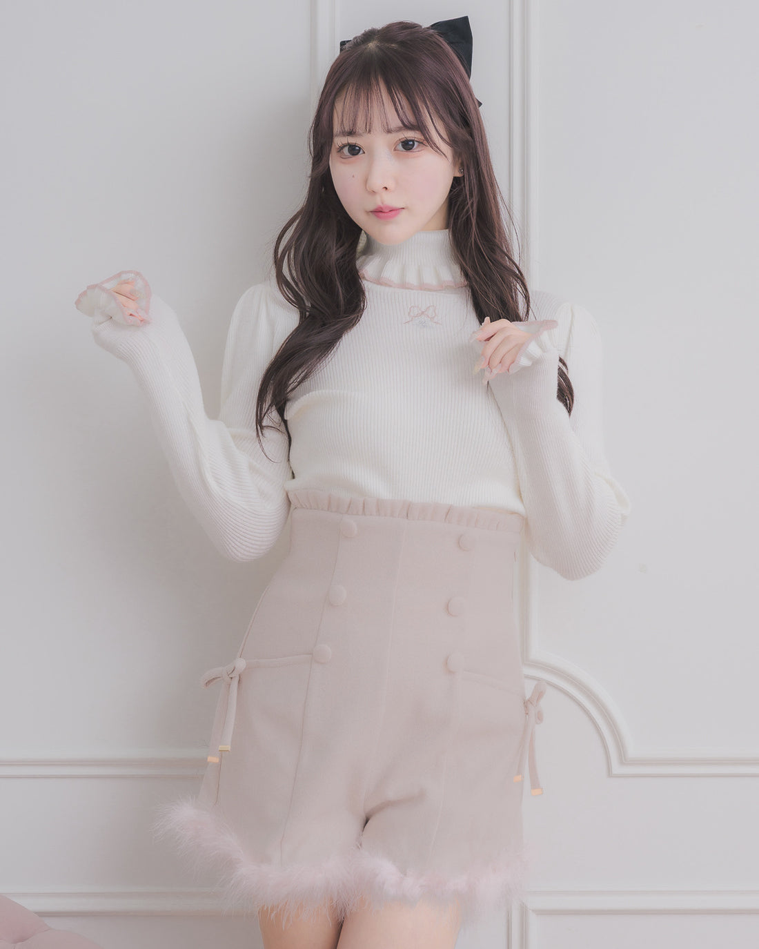 モデル身長:157cm/着用カラー:ペールピンク
