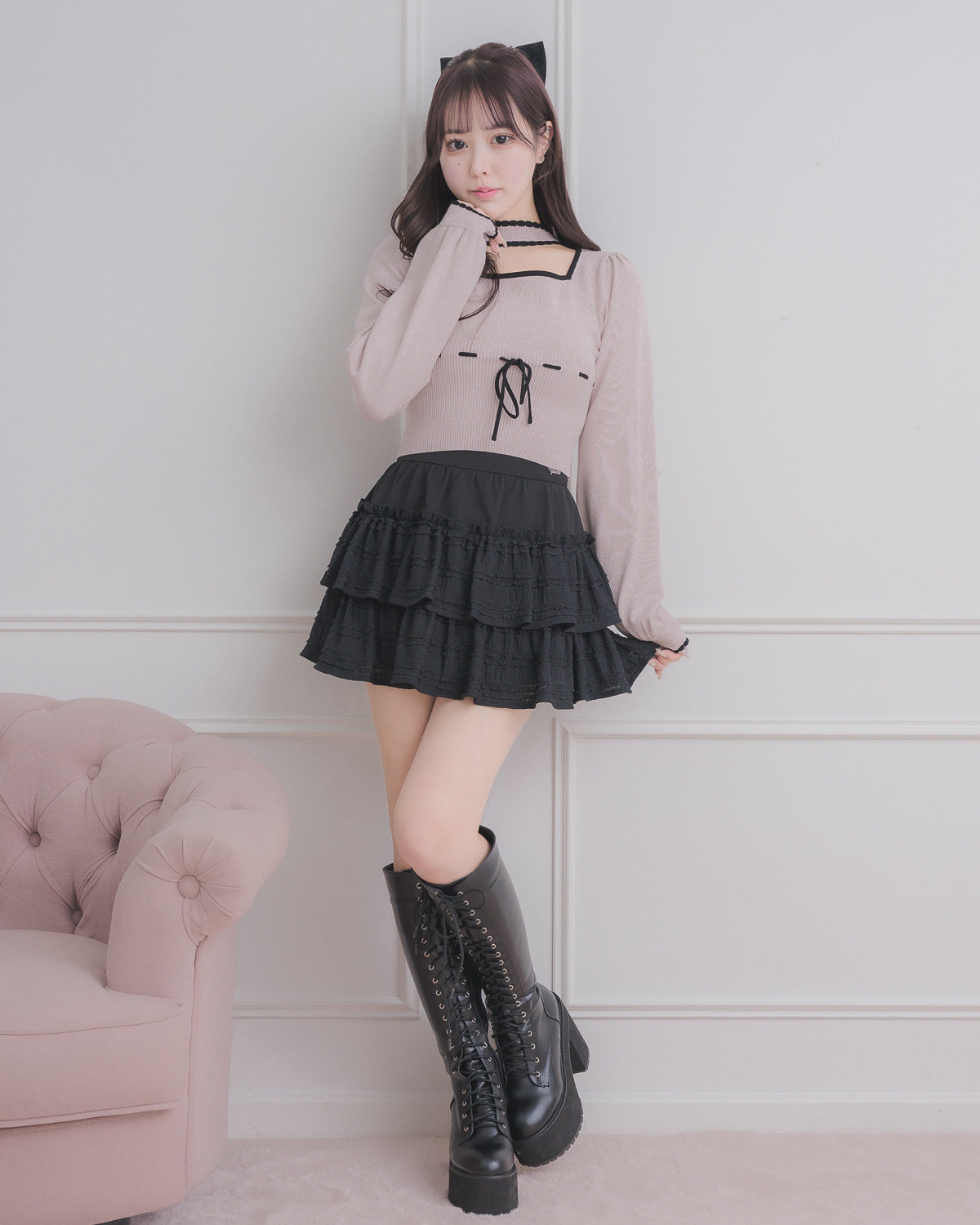 モデル身長:157cm/着用カラー:ブラック