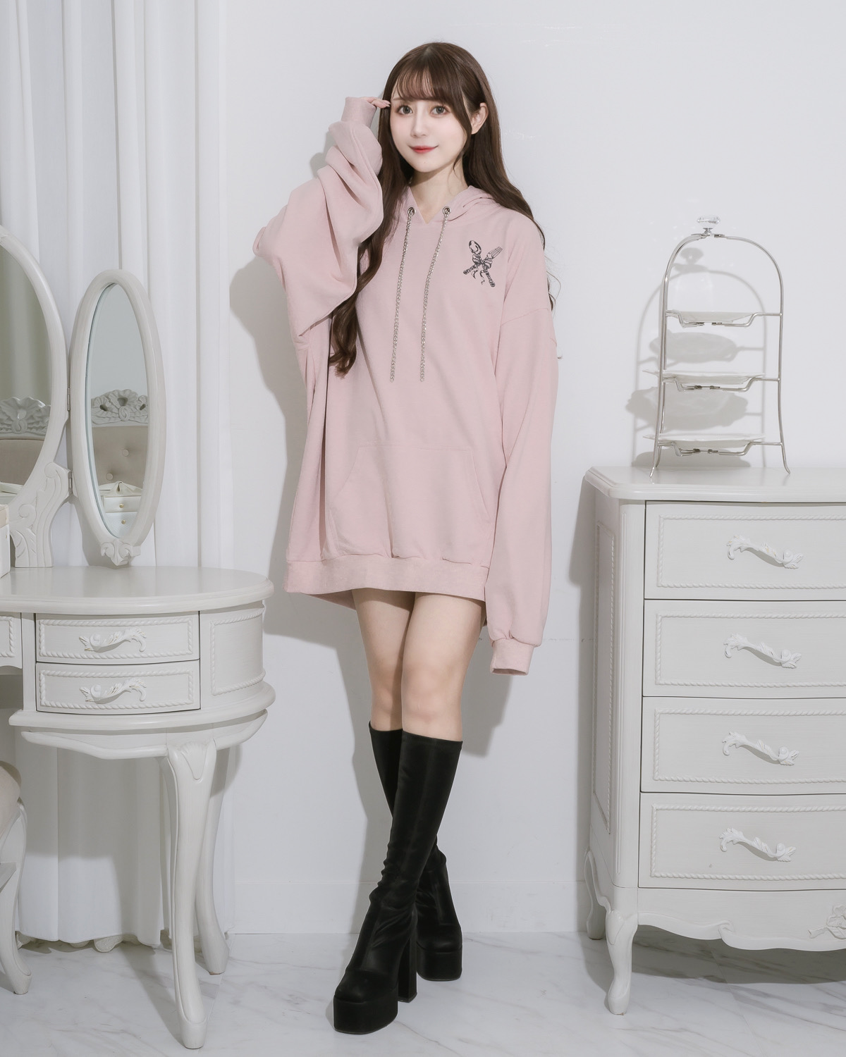 モデル身長:159cm/着用カラー:ピンク