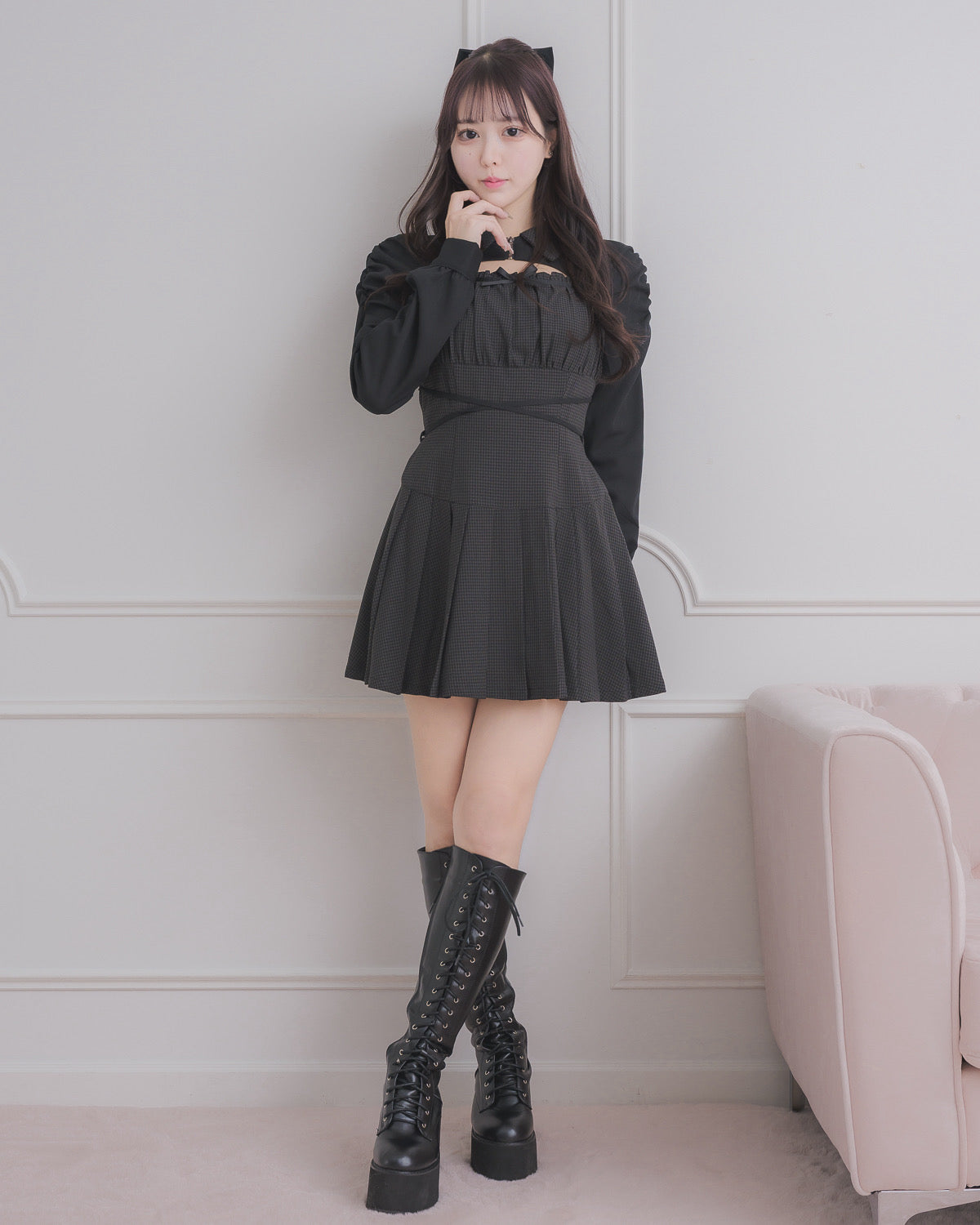 モデル身長:157cm/着用カラー:ギンガム