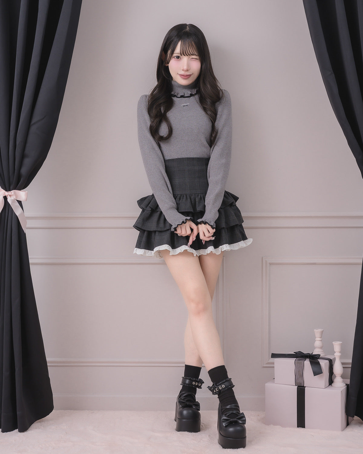 モデル身長:152cm/着用カラー:チャコール