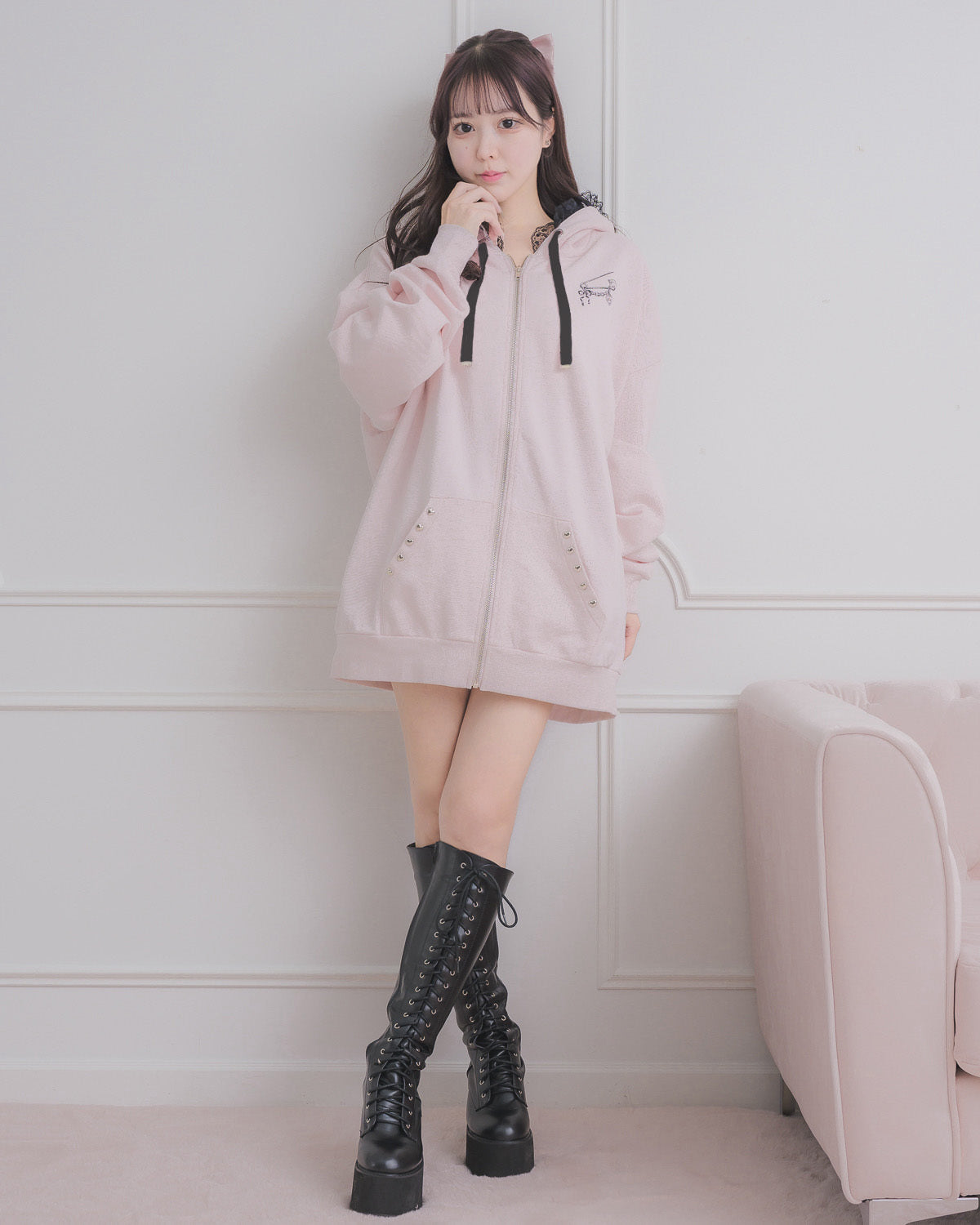 モデル身長:157cm/着用カラー:ピンク