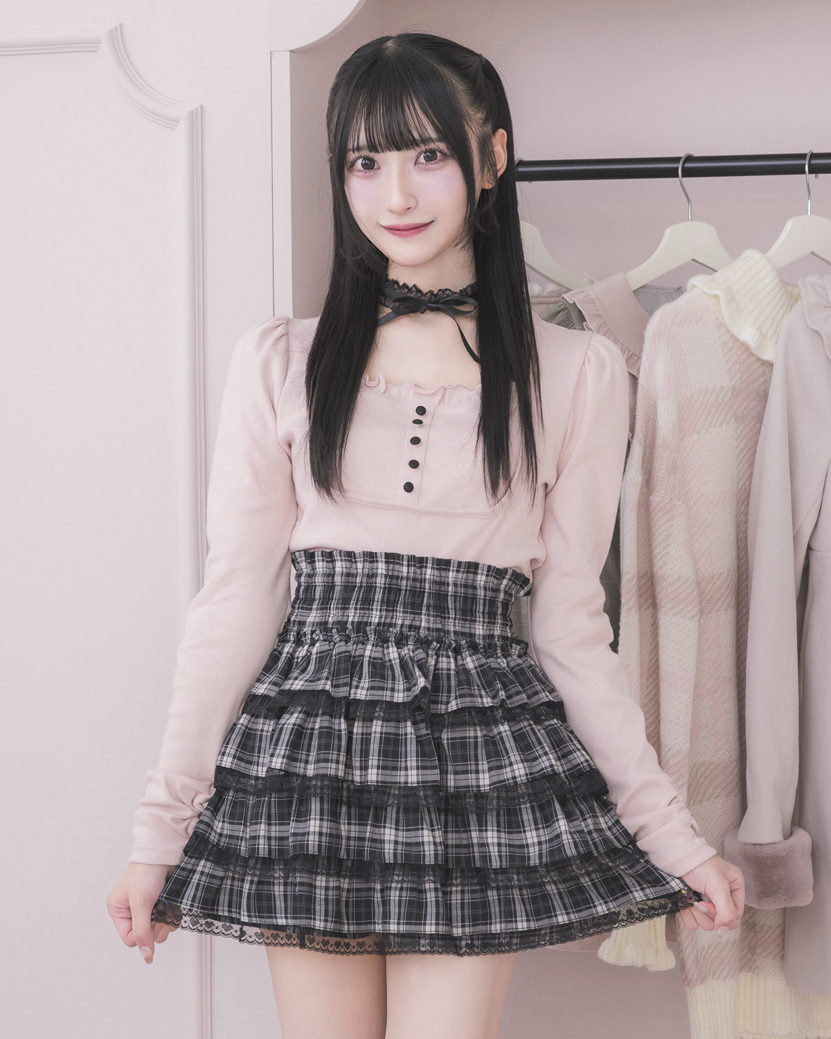 モデル身長:157cm/着用カラー:ピンク