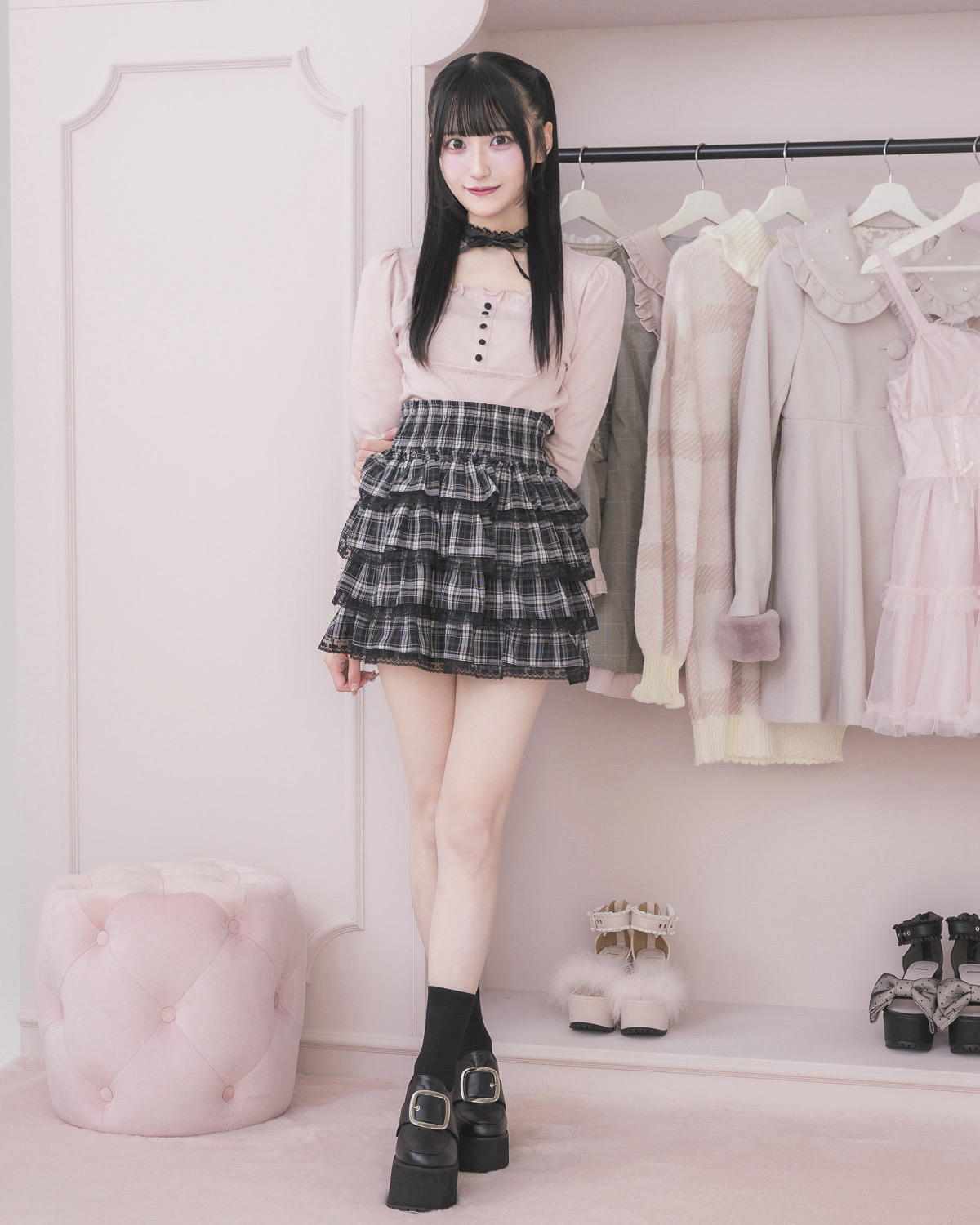 モデル身長:157cm/着用カラー:ピンク