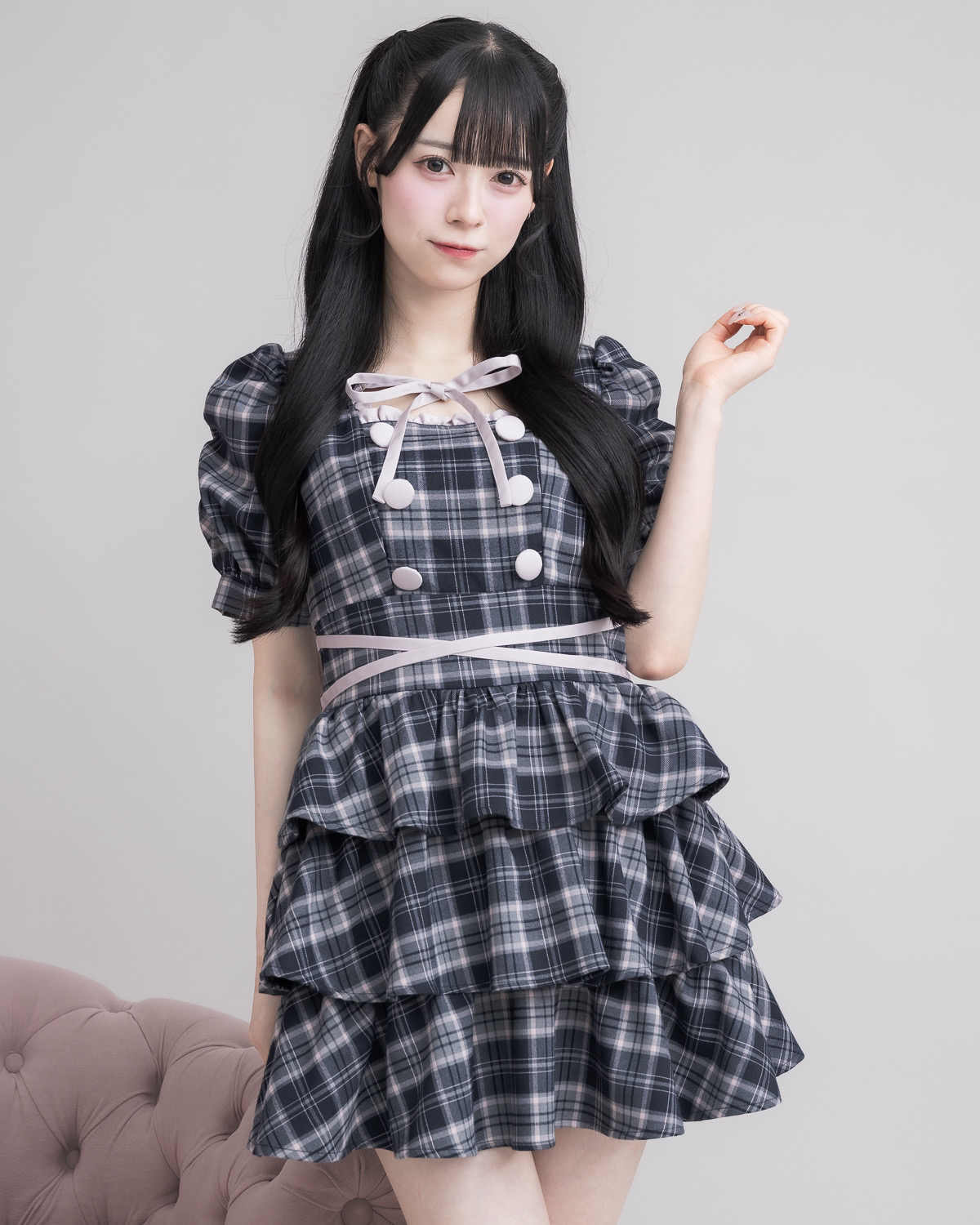 pium ピウム クロスベルト半袖ティアードミニワンピース ブラック クロスベルト半袖ティアードミニワンピース – pium