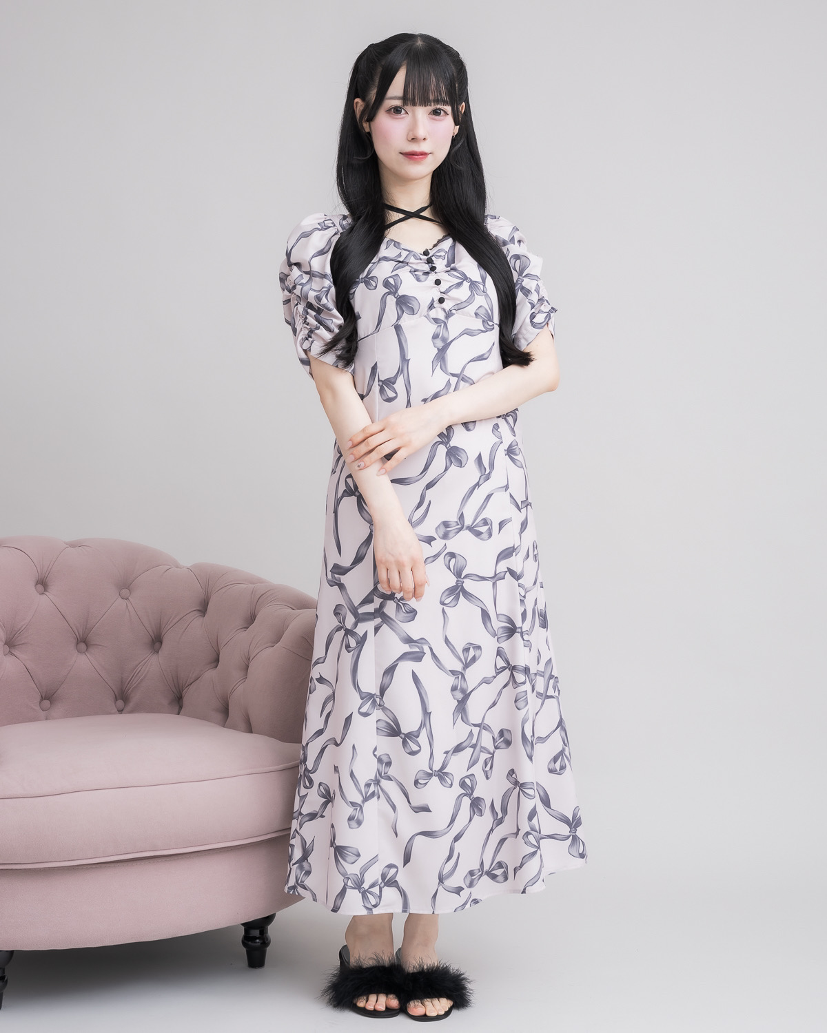 モデル身長:155cm/着用カラー:ピンク