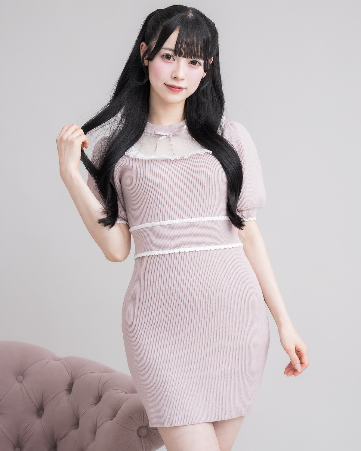 モデル身長:155cm/着用カラー:ピンク