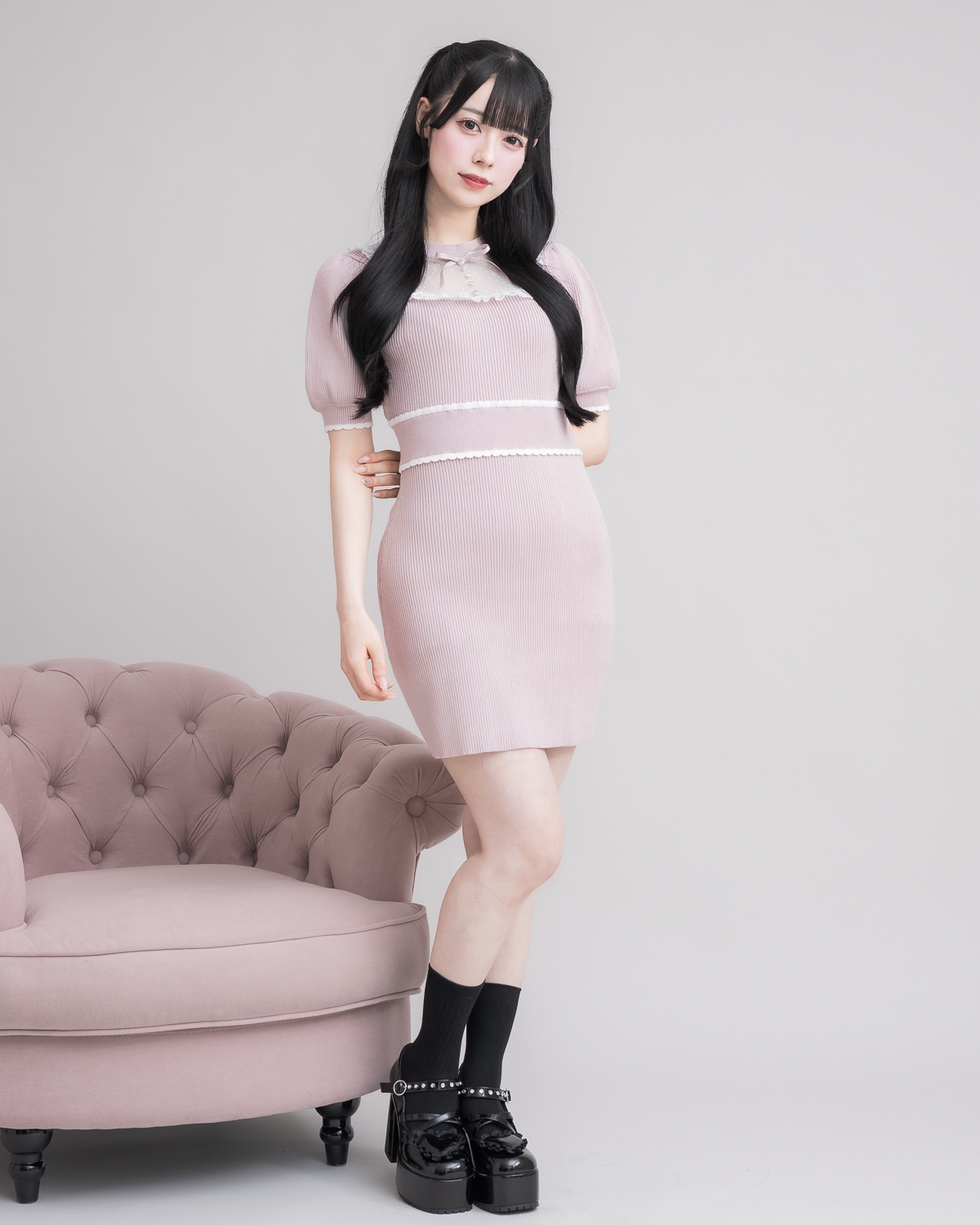 モデル身長:155cm/着用カラー:ピンク