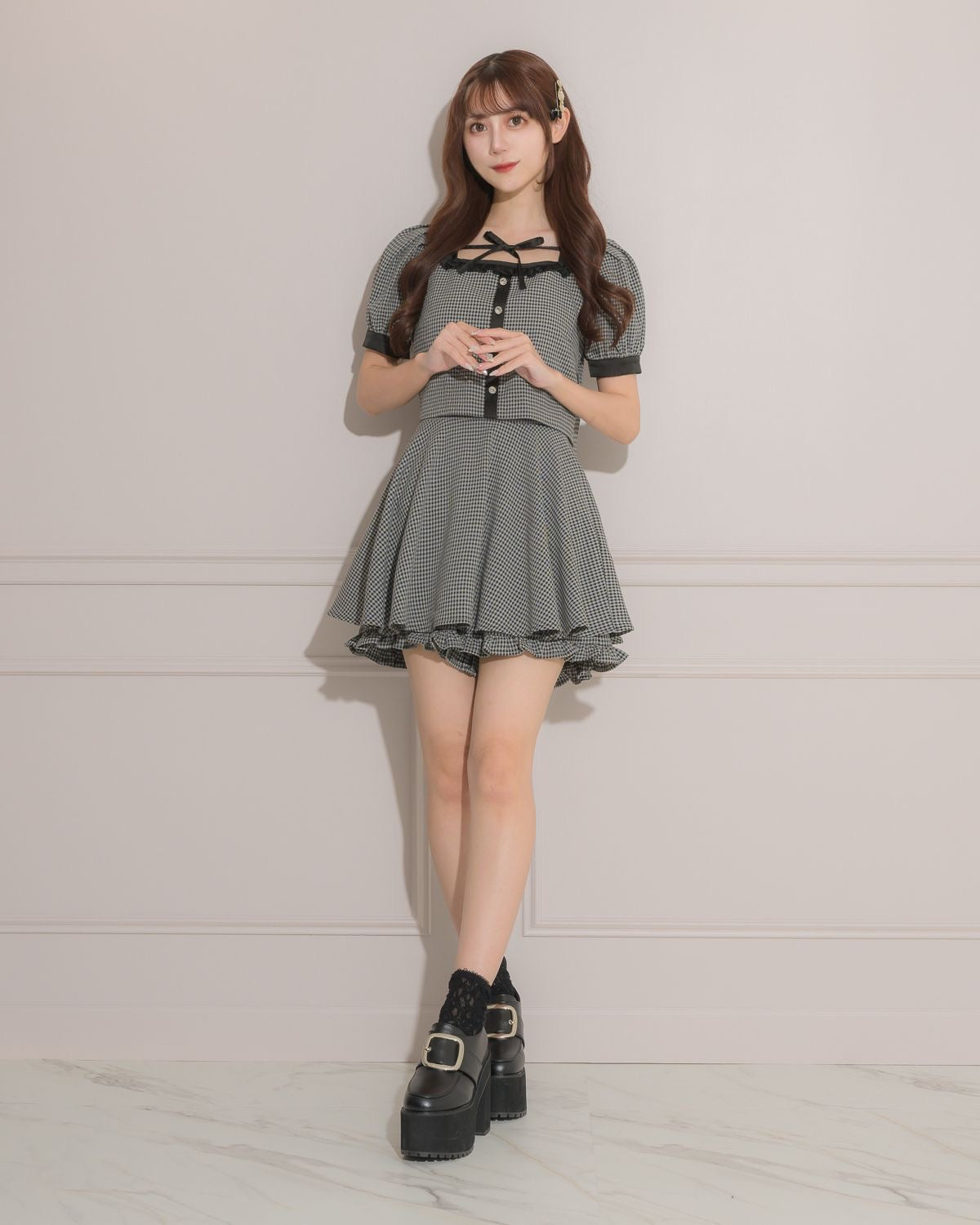 ボリュームフレアフリルスカパン