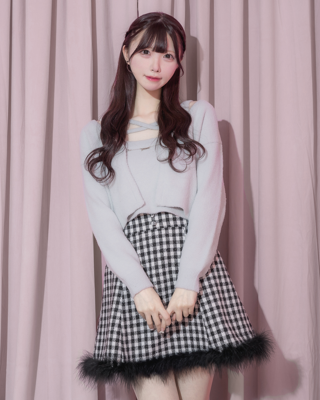 モデル身長:161cm/着用カラー:ブラックギンガム