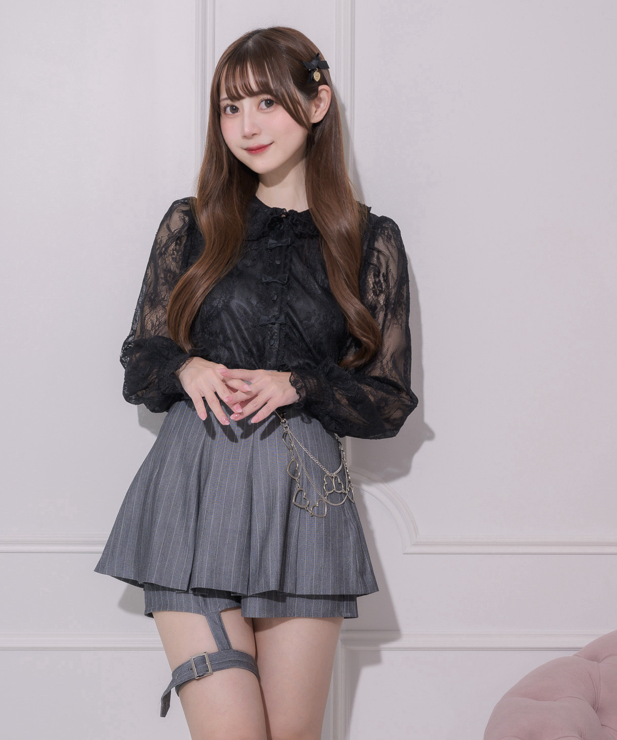 ガーター付きプリーツミニスカパン