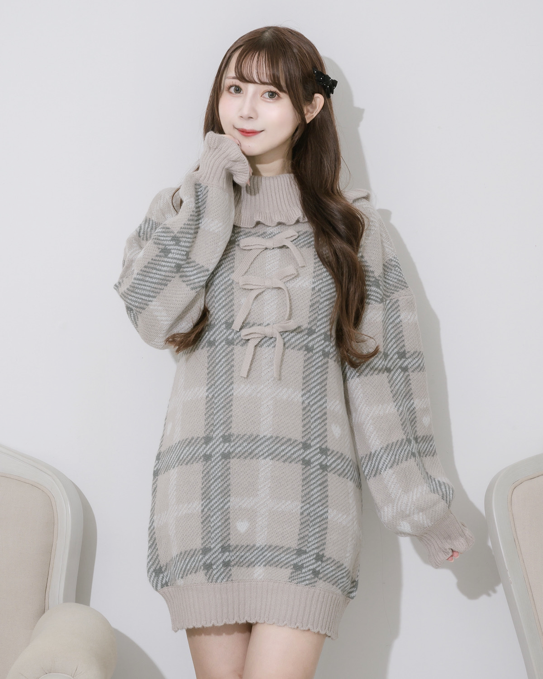 モデル身長:159cm/着用カラー:ピンクベージュ