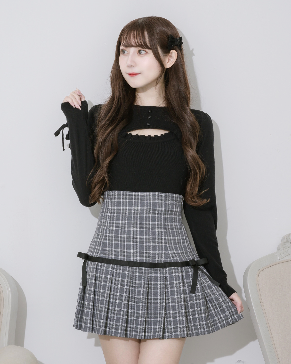 モデル身長:159cm/着用カラー:ブラック