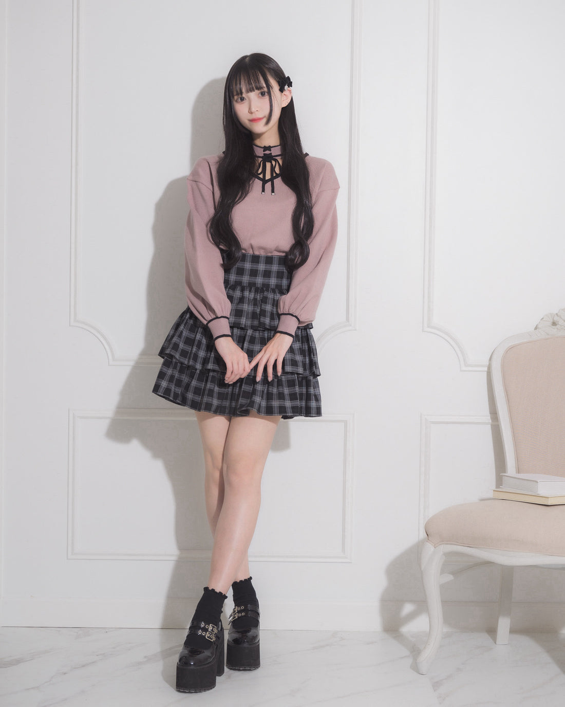 モデル身長:163cm/着用カラー:ピンク