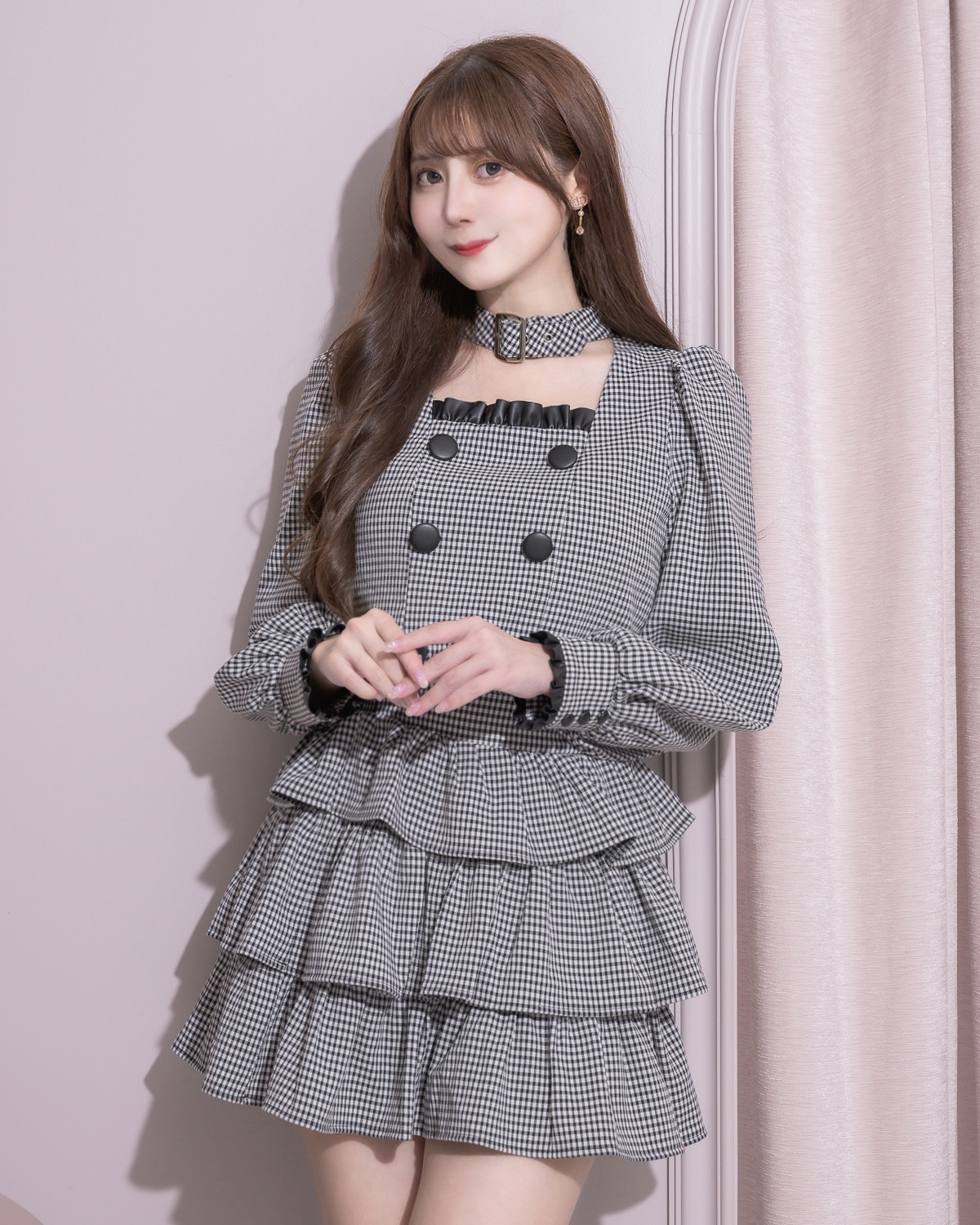モデル身長:159cm/着用カラー:ギンガム