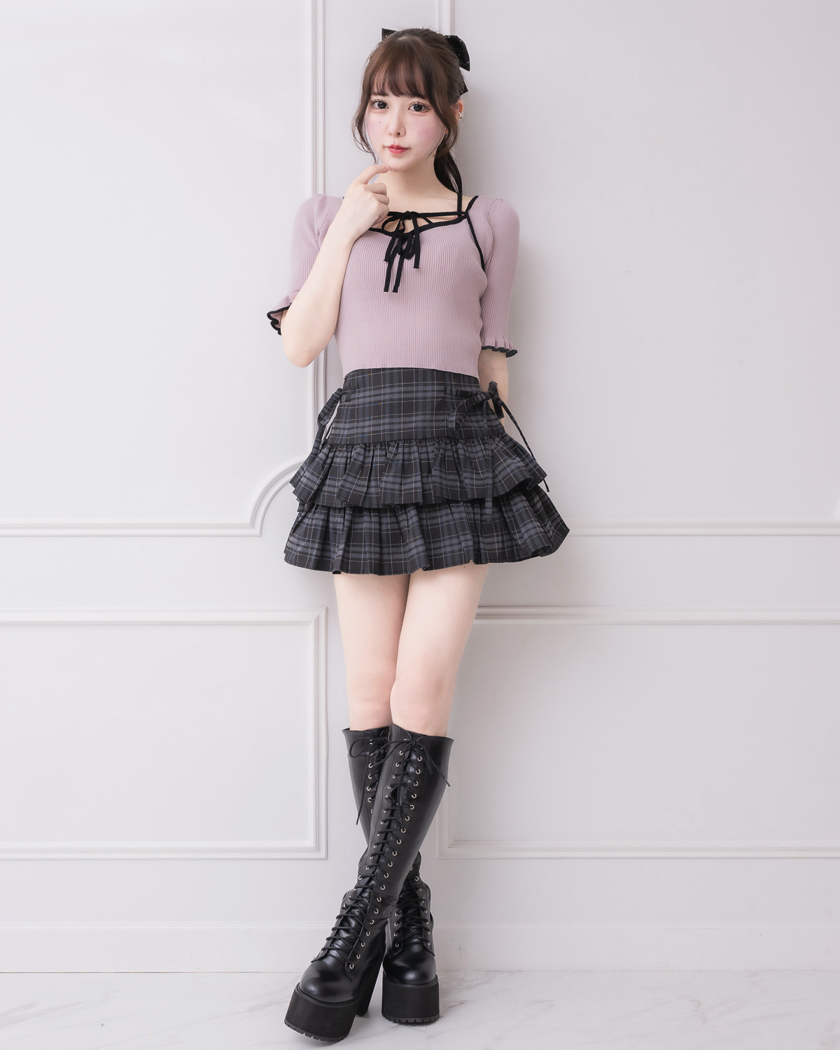 モデル身長:157cm/着用カラー : ブラックチェック