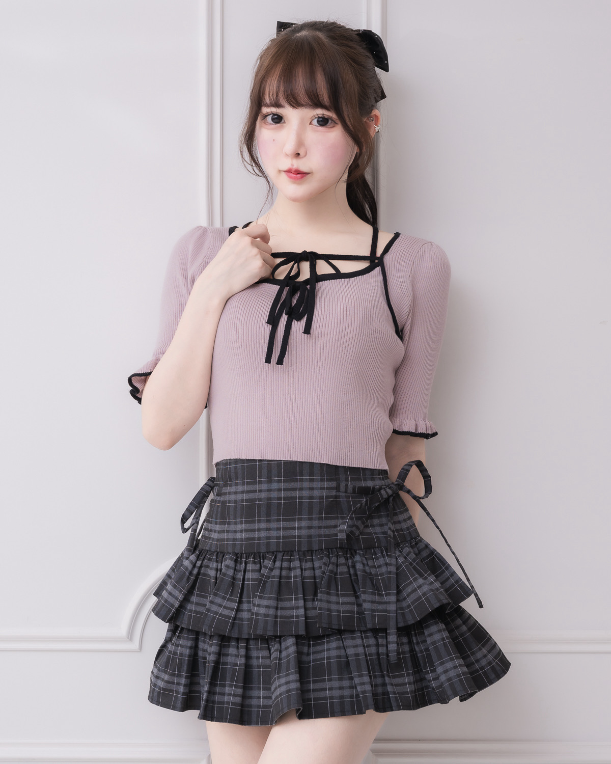 モデル身長:157cm/着用カラー : ブラックチェック