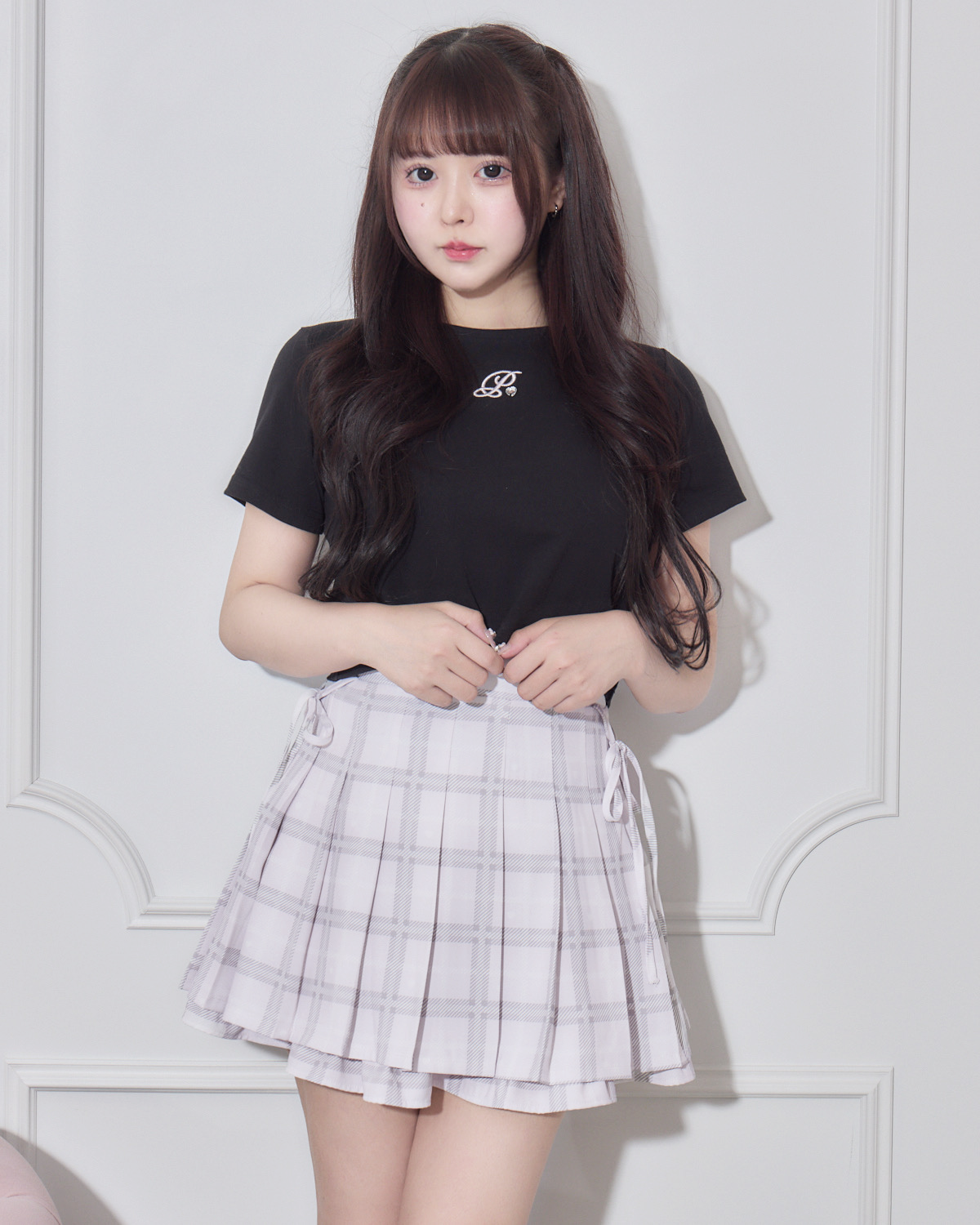 モデル身長:157cm/着用カラー:ブラック×ベビーピンク
