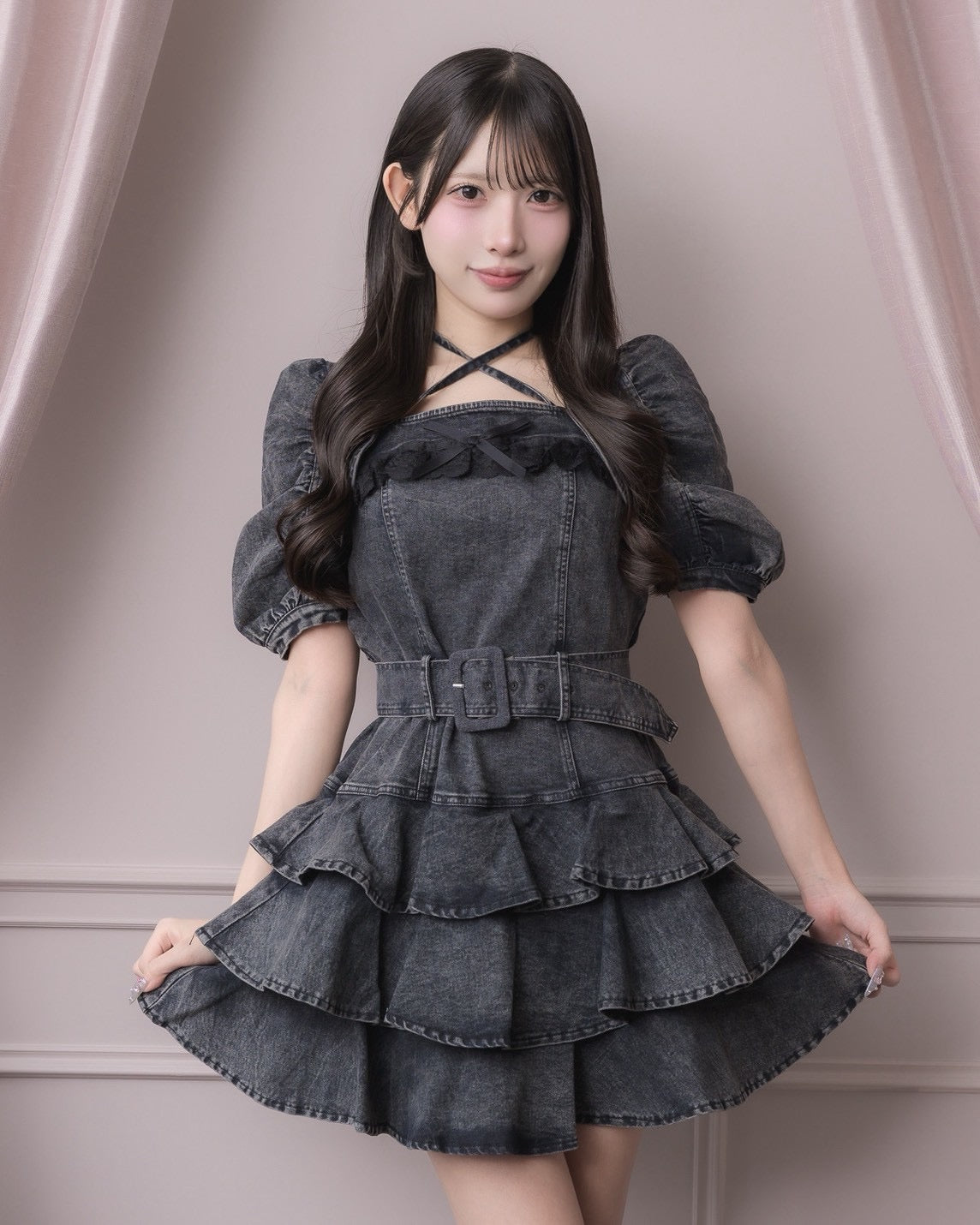 モデル身長:152cm/着用カラー:ブラック
