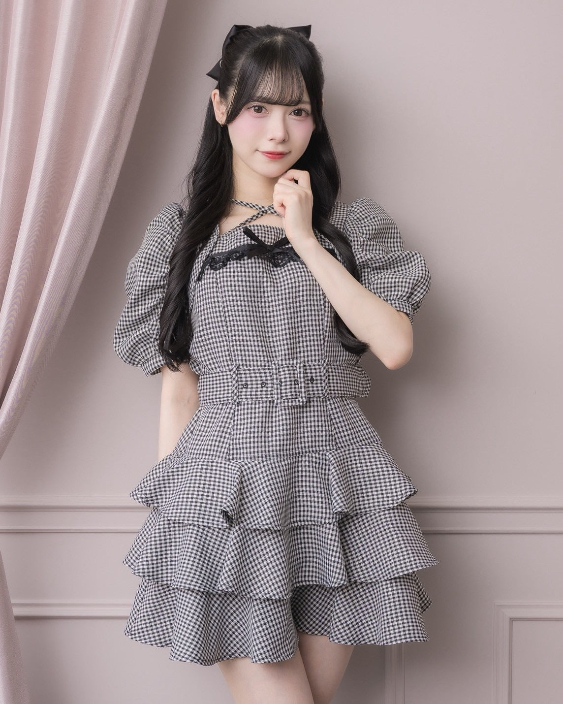 モデル身長:155cm/着用カラー:ギンガム