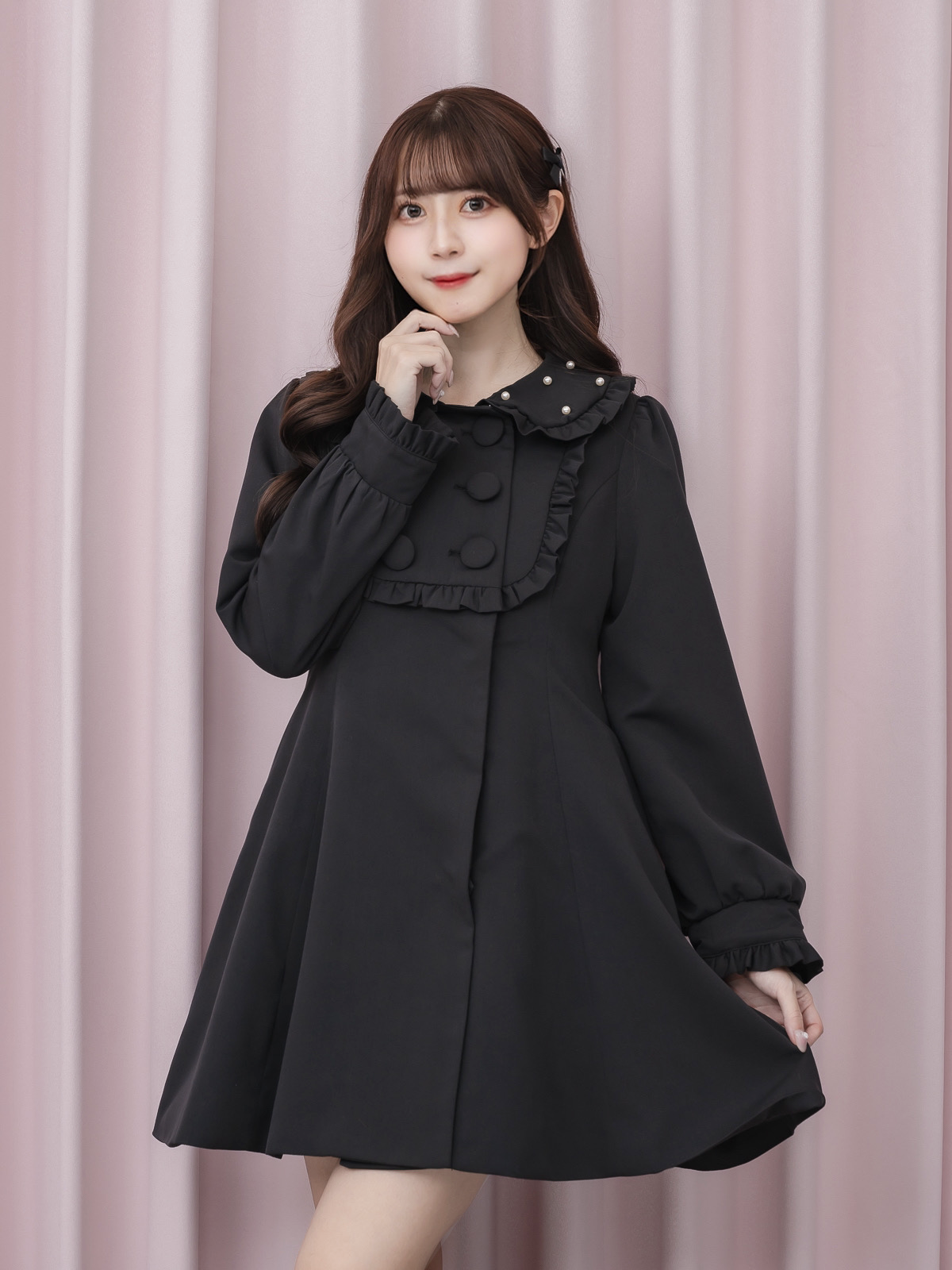 モデル身長:159cm/着用カラー:ブラック