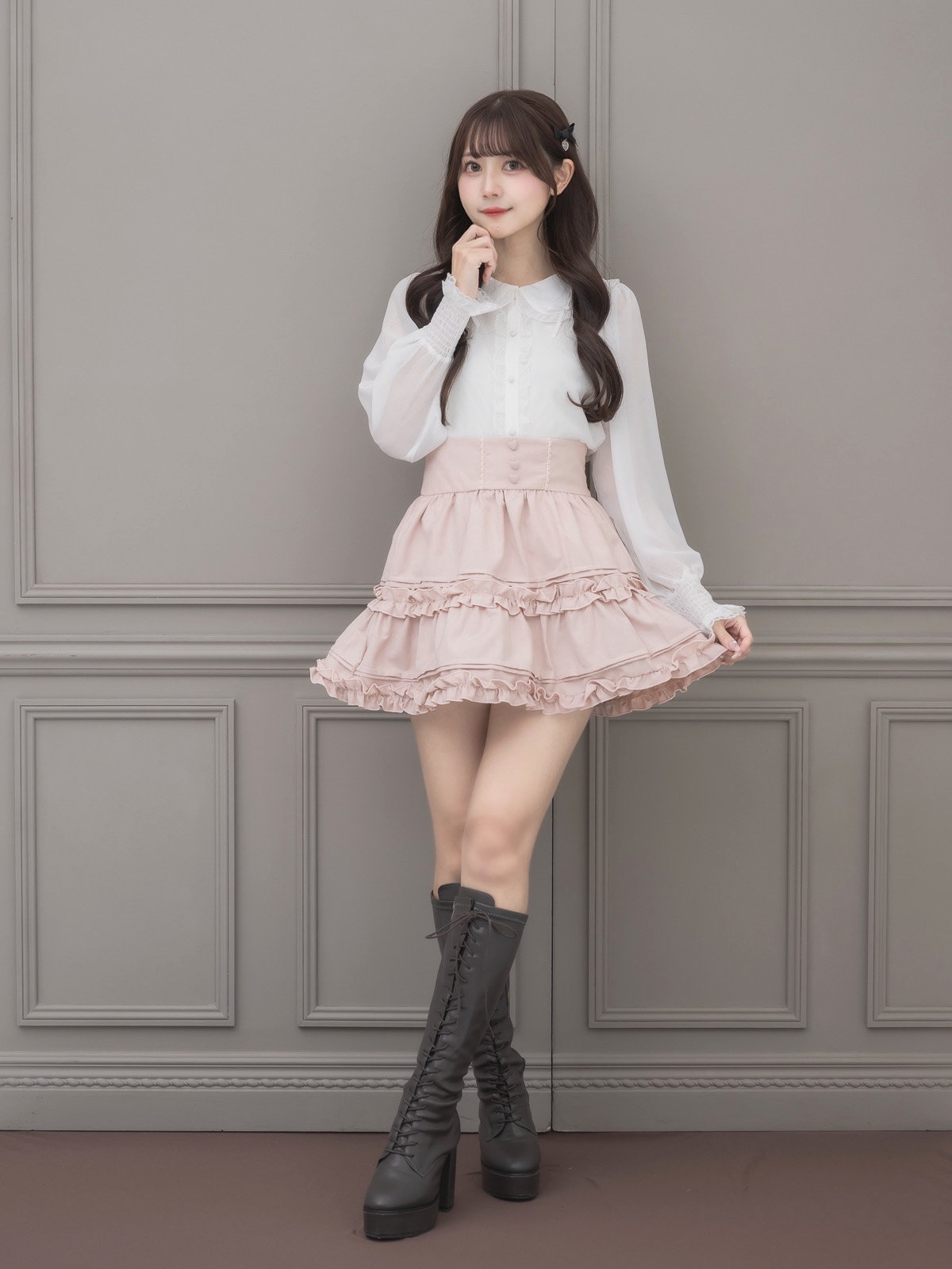 モデル身長:159cm/着用カラー:ピンク