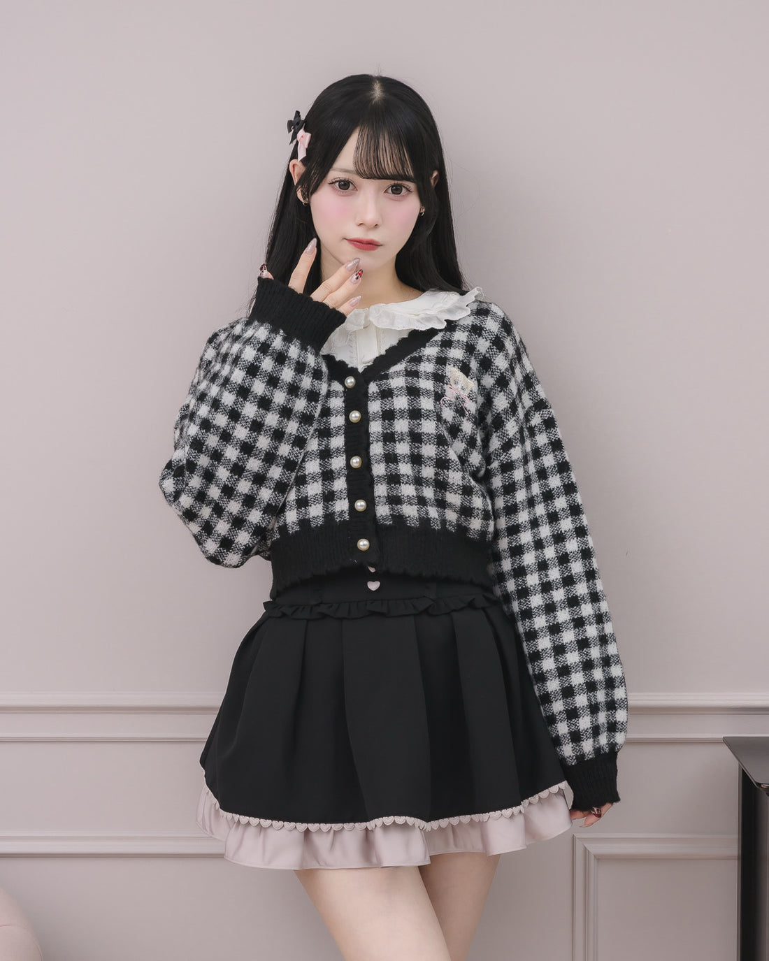 身長:155cm/着用カラー:ブラックギンガム