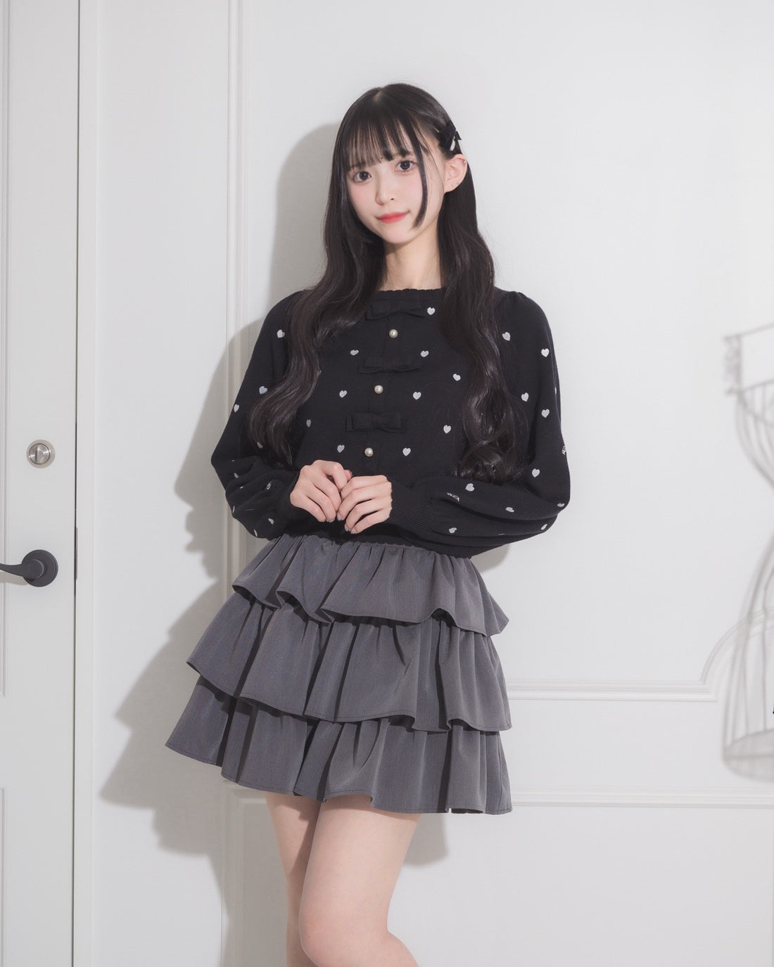 モデル身長:163cm/着用カラー:ブラック×ブラック