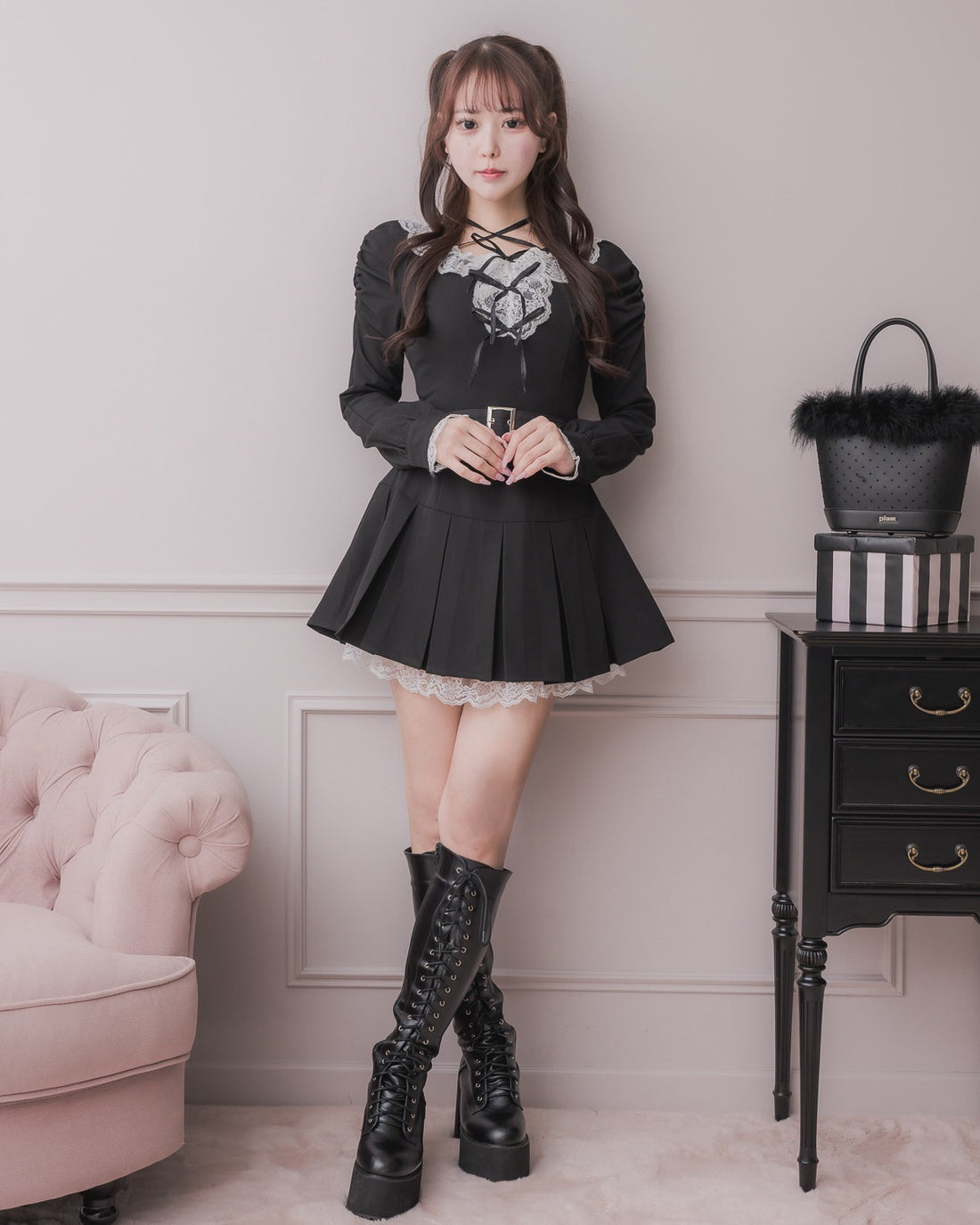 モデル身長:157cm/着用カラー:ブラック