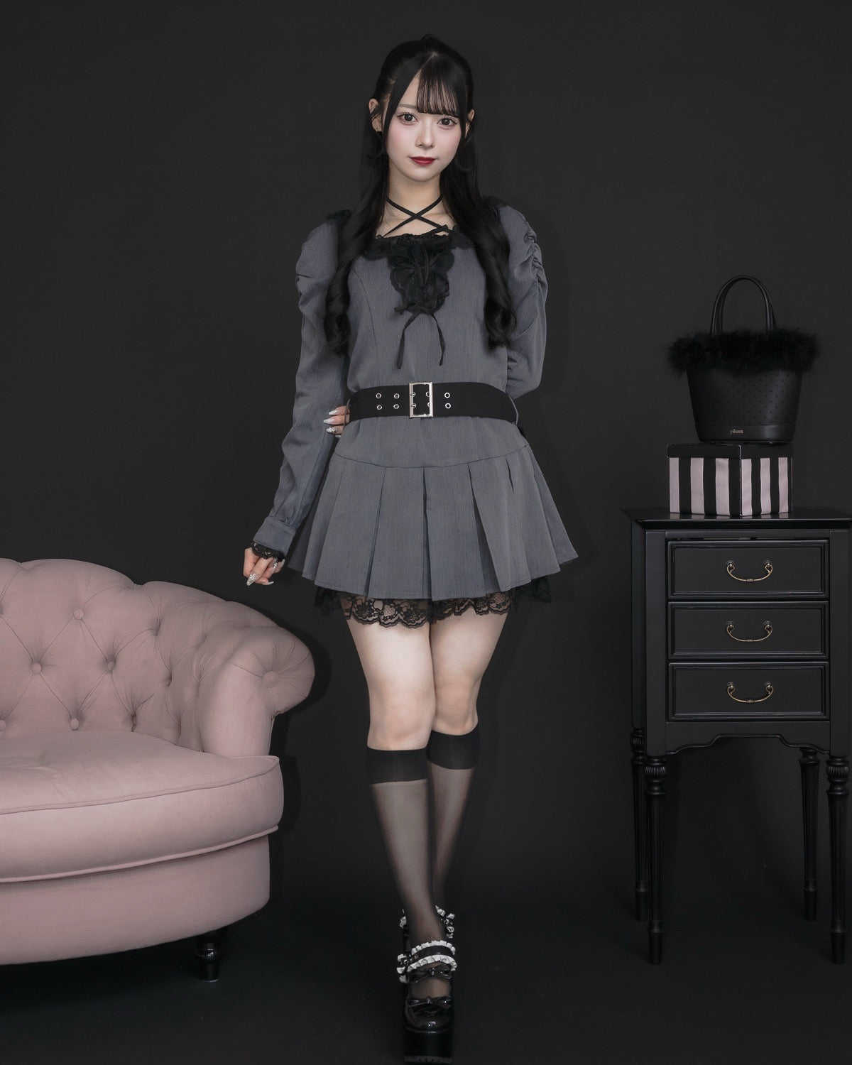 Pium レースフリルプリーツミニワンピース レースフリルプリーツミニワンピース – pium