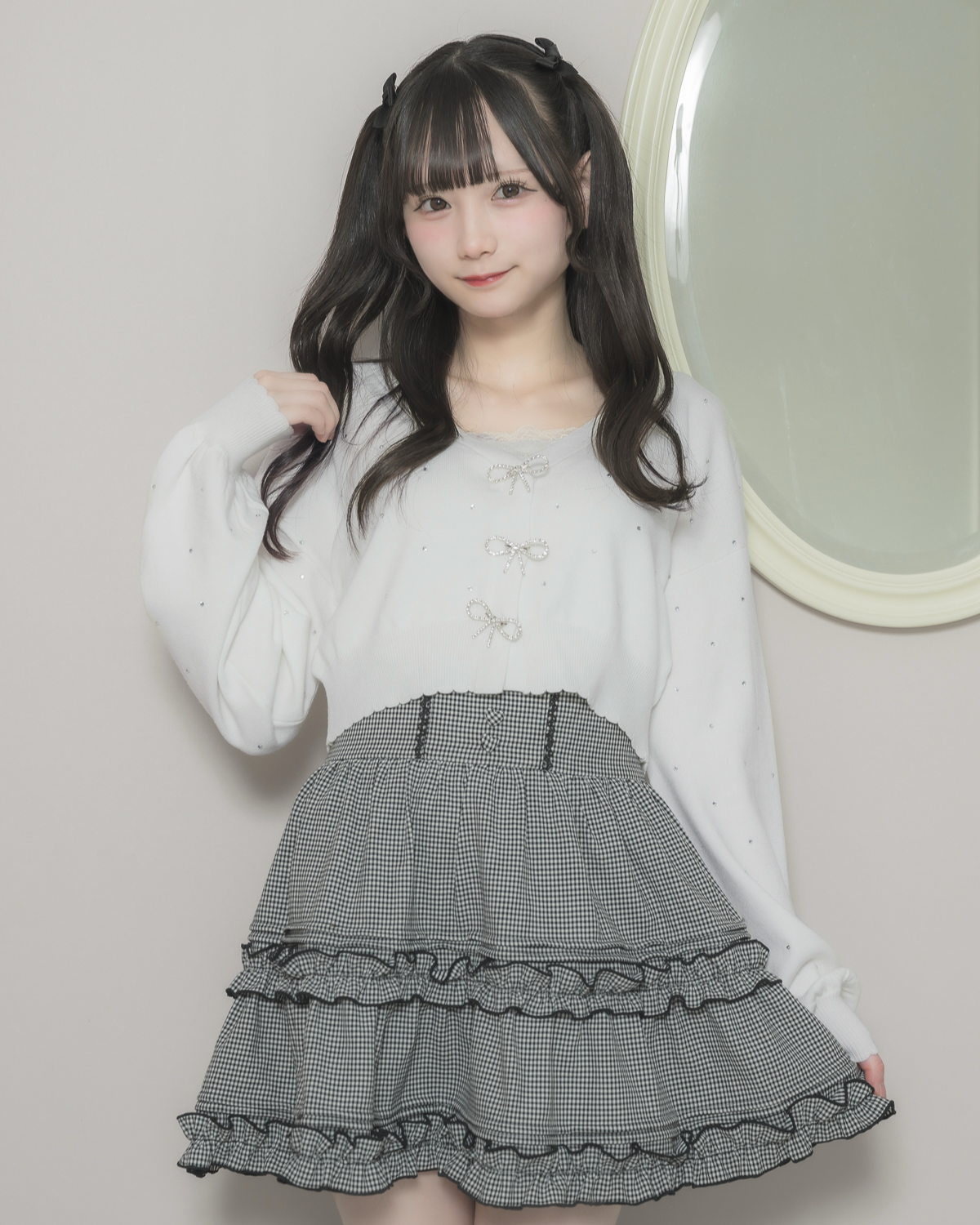 モデル身長:155cm/着用カラー:ホワイト