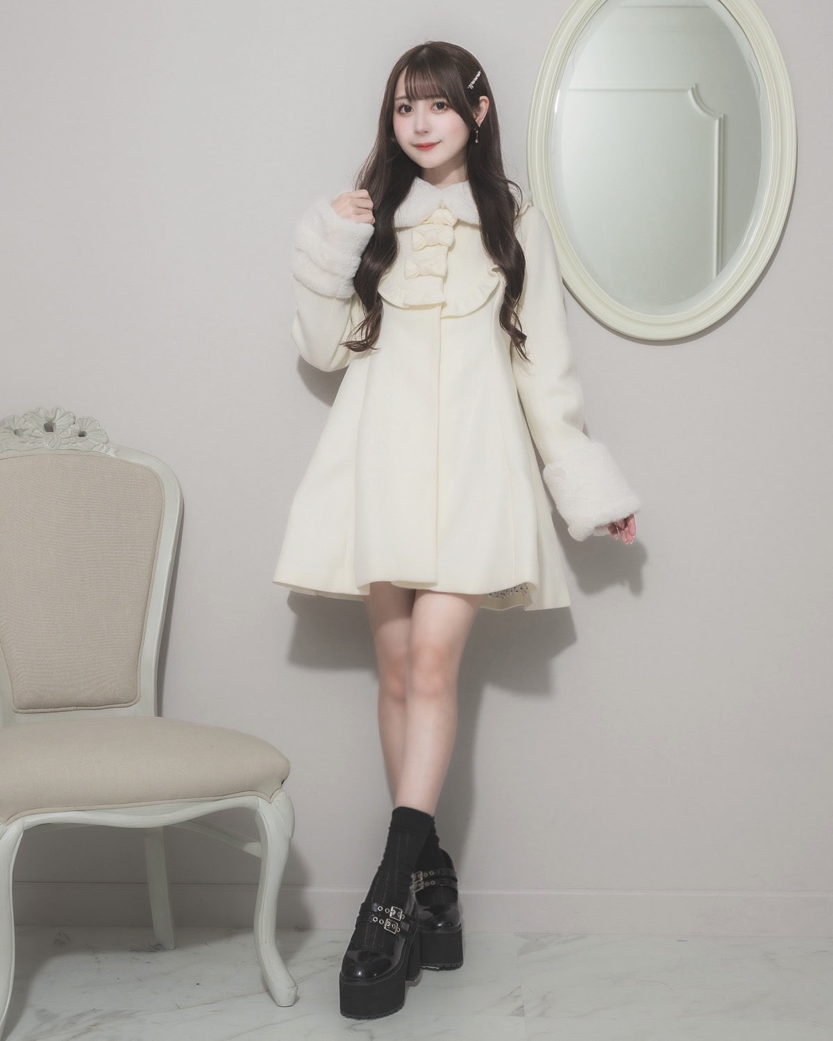モデル身長:159cm/着用カラー:アイボリー