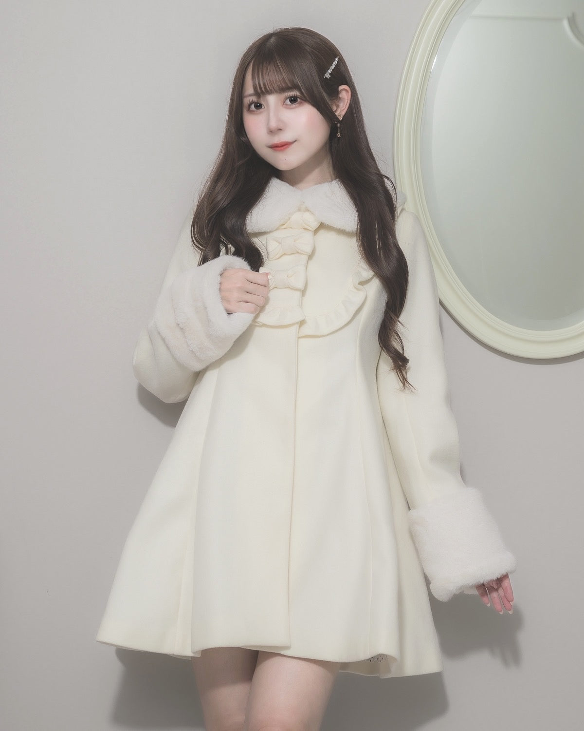 モデル身長:159cm/着用カラー:アイボリー