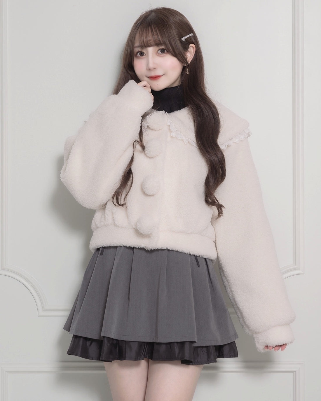 モデル身長:159cm/着用カラー:ホワイト