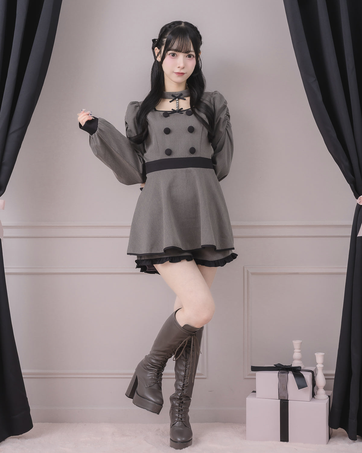 モデル身長:155cm/着用カラー:チャコール
