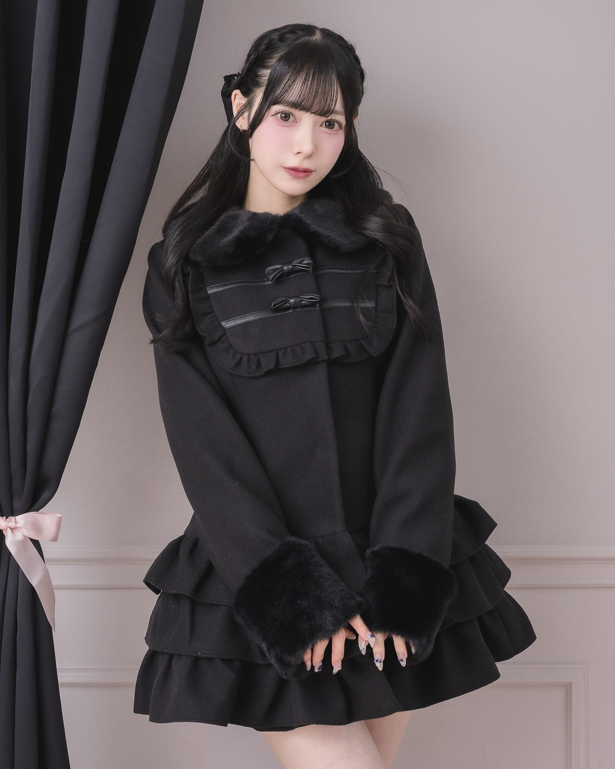 モデル身長:155cm/着用カラー:ブラック