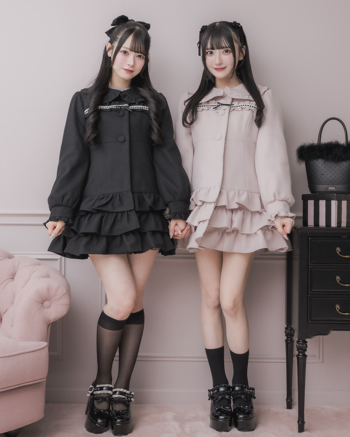 左モデル:身長155cm/着用カラー:ブラック
右モデル:身長157cm/着用カラー:ピンク
