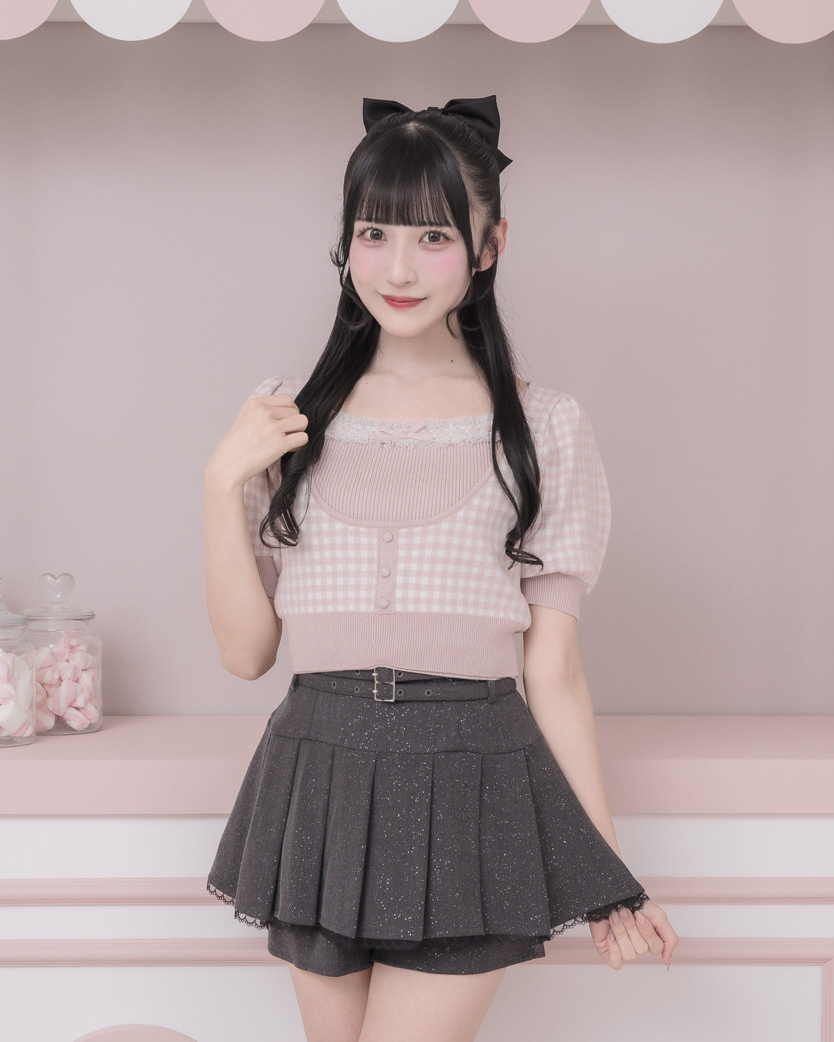 モデル身長:157cm/着用カラー:ピンク