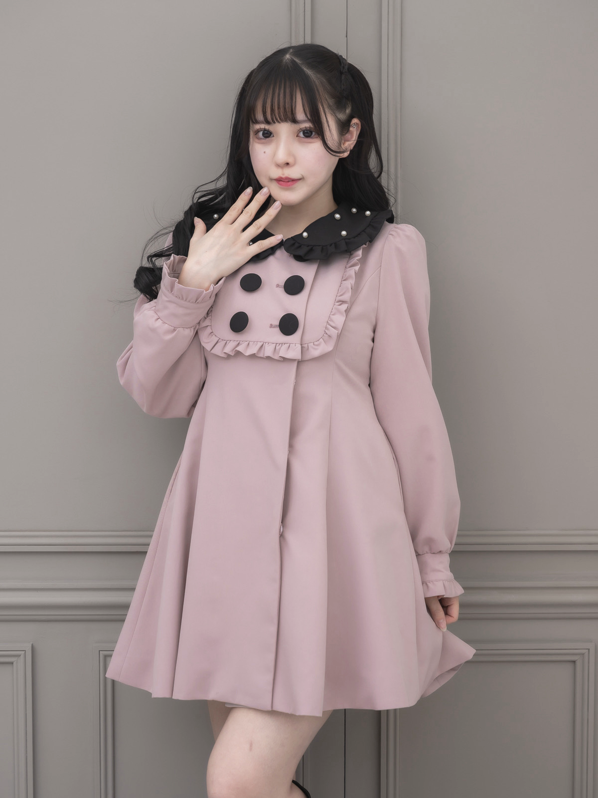 モデル身長:157cm/着用カラー:ピンク×ブラック