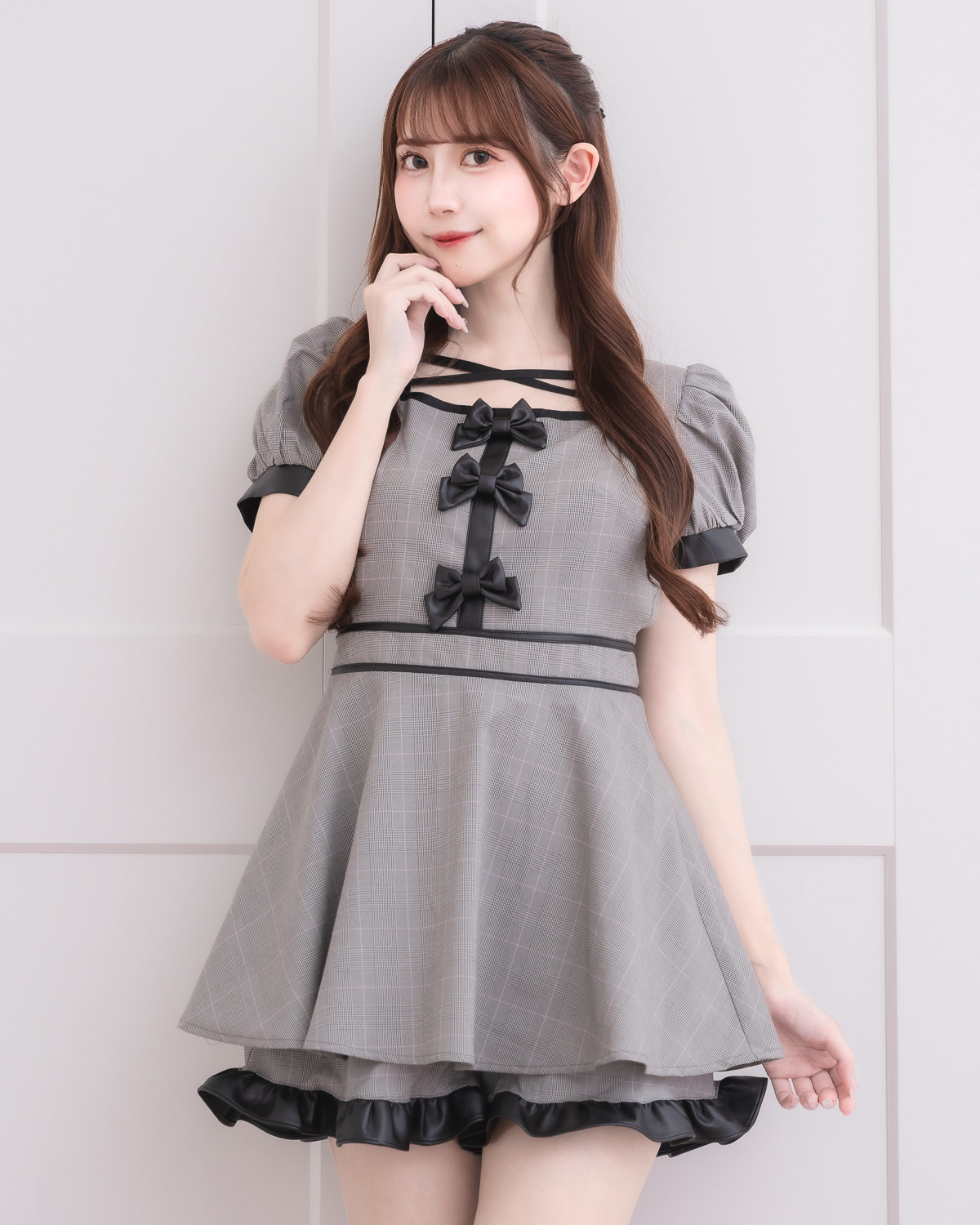 pium バイカラーレザーリボンセットアップ バイカラーレザーリボンセットアップ – pium