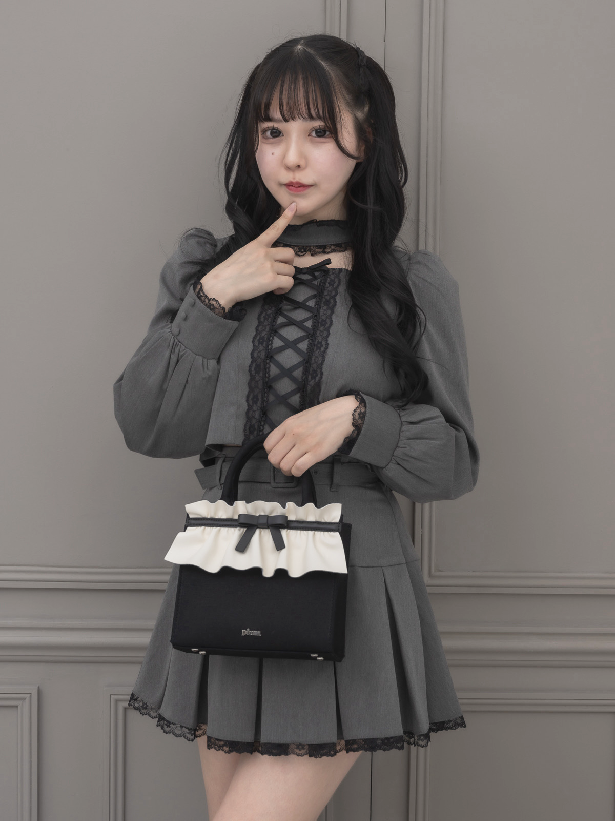 フリルリボンスクエアミニトートバッグ