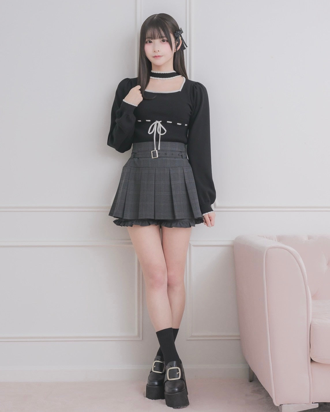 モデル身長:158cm/着用カラー:ブラック