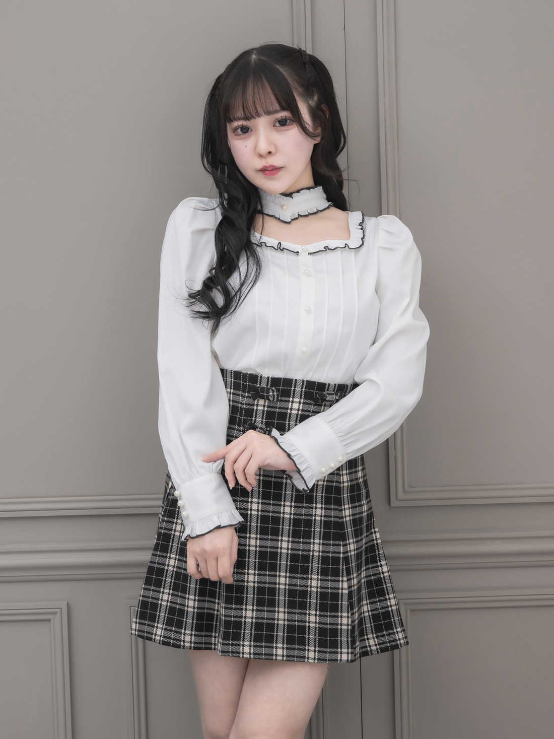 モデル身長:157cm/着用カラー:ホワイト